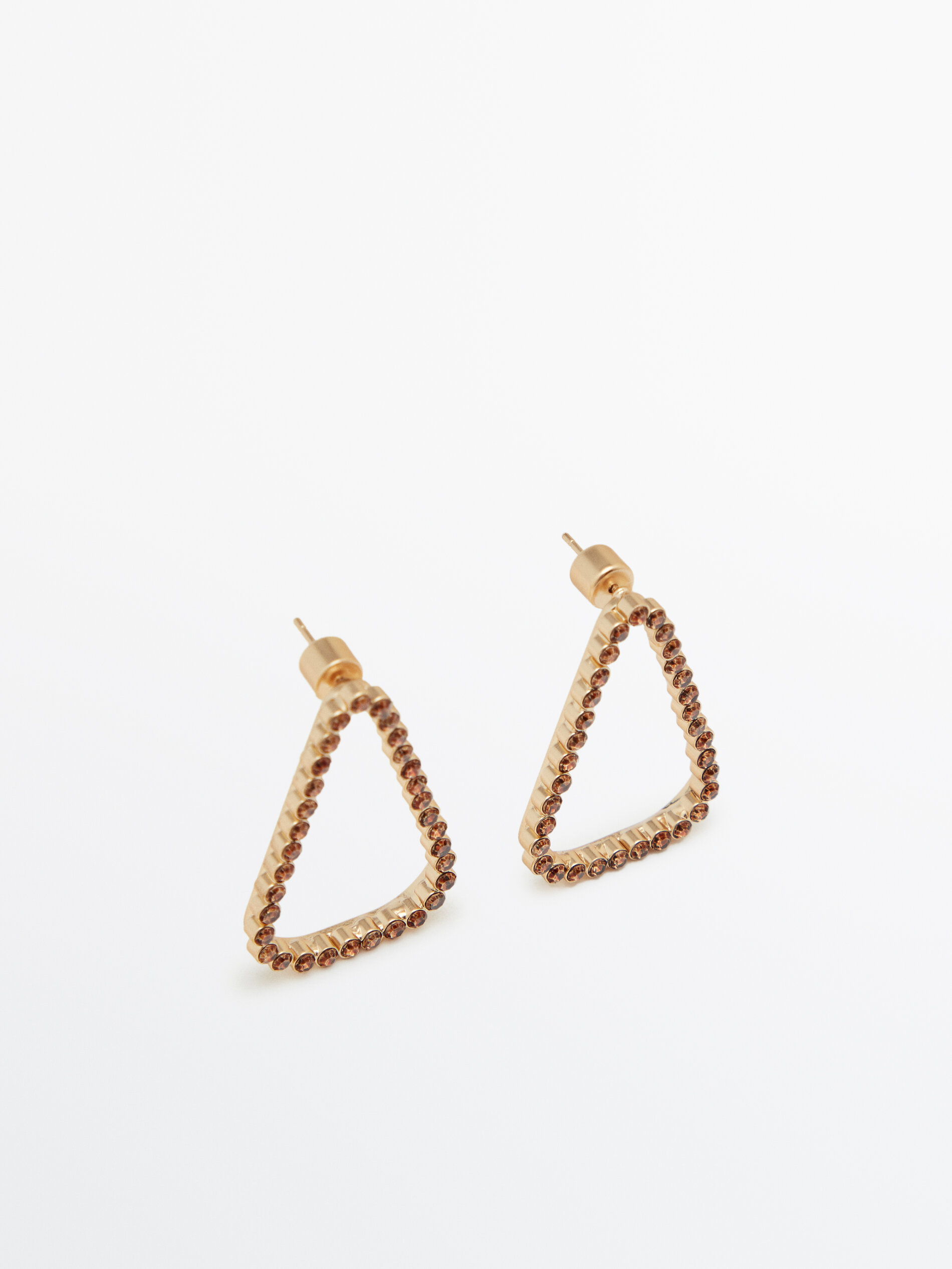 Pendientes triángulo piedras baño oro - ORO