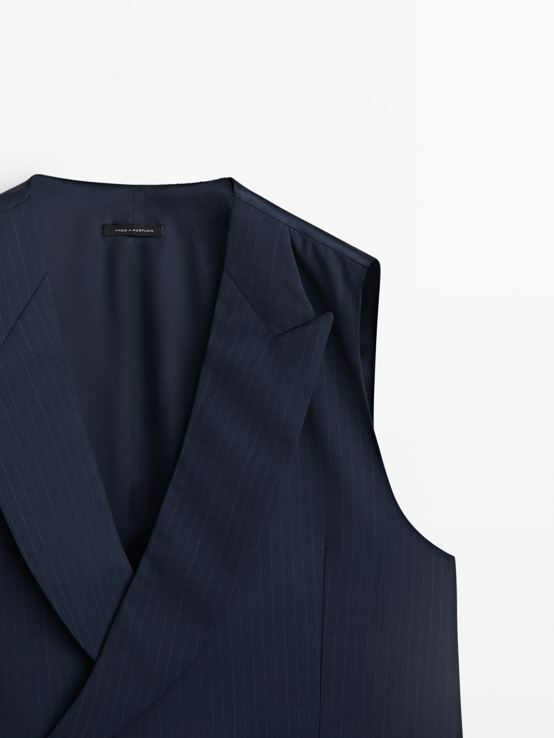 Chaleco traje lana super 120's raya diplomática - AZUL MARINO