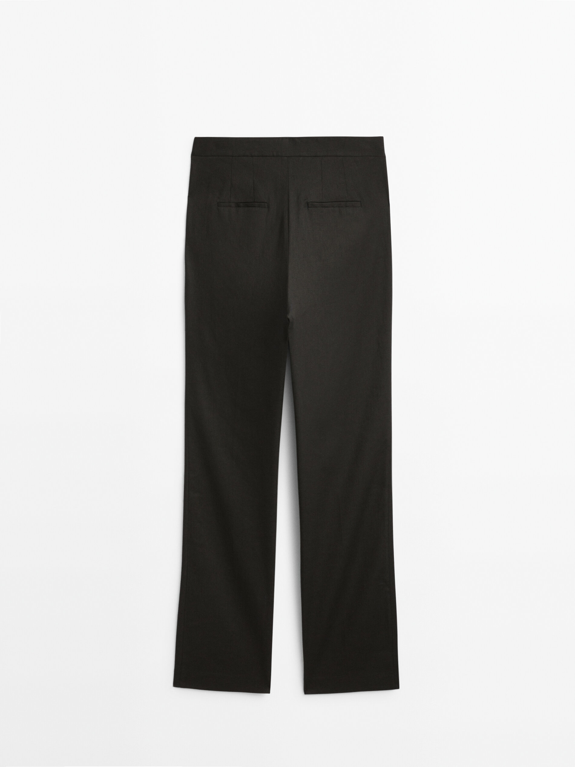 Pantalón traje mezcla lino stretch - NEGRO