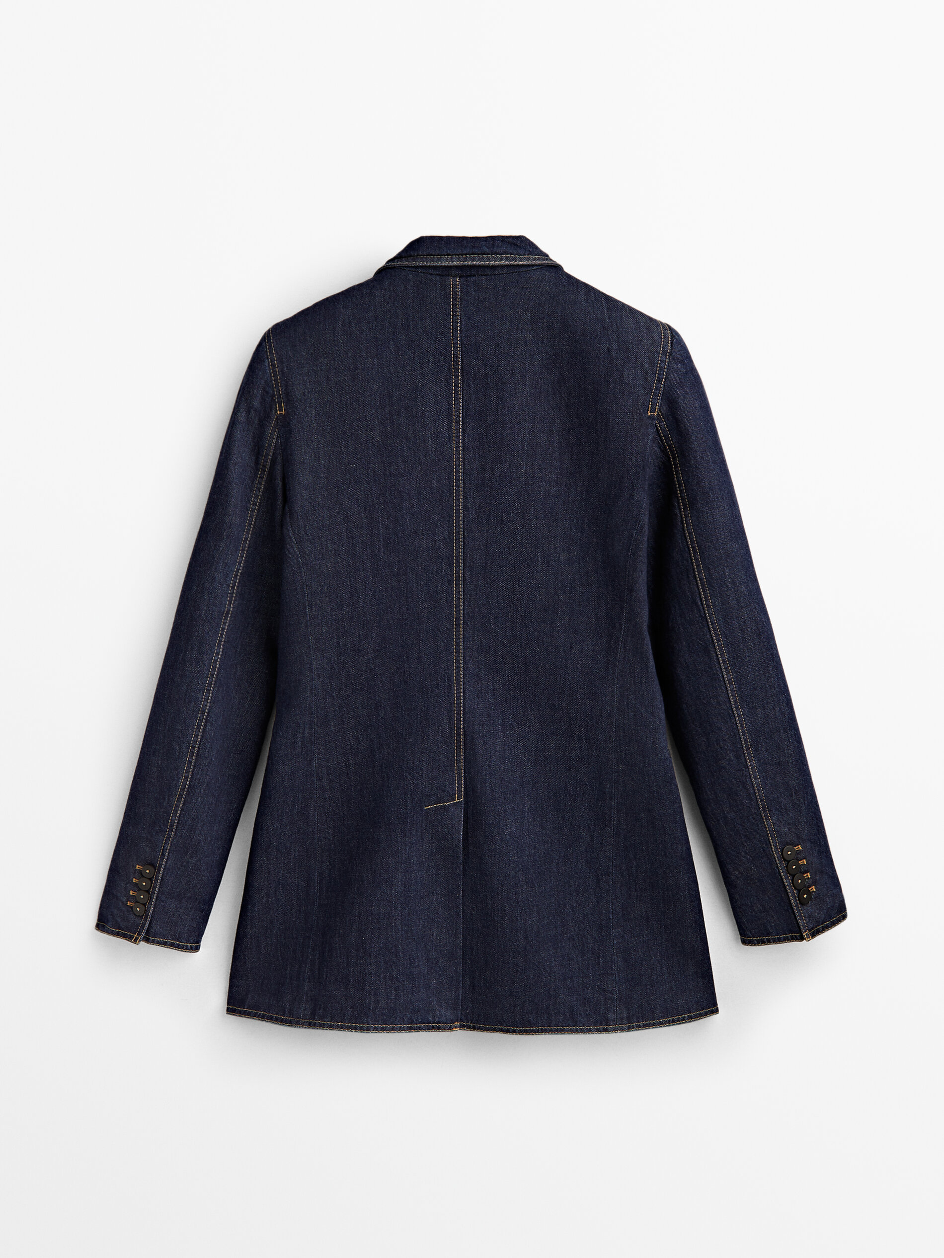 Americana denim un botón - AZUL MEDIO