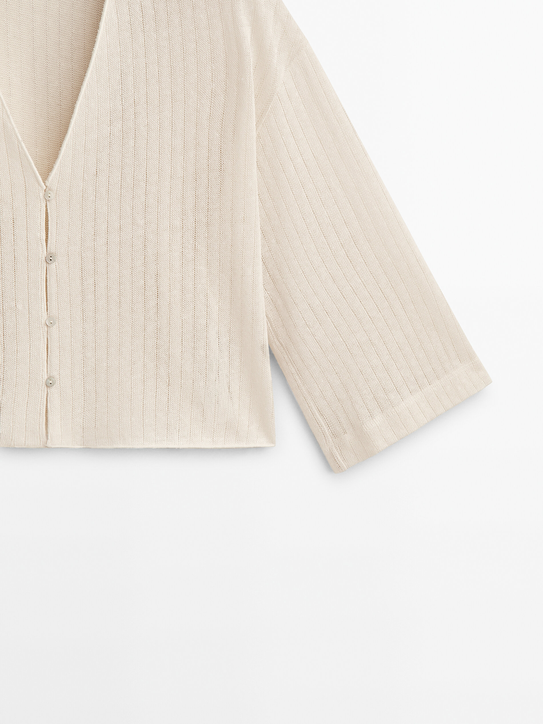 Chaqueta estructura con algodón y lino - CRUDO