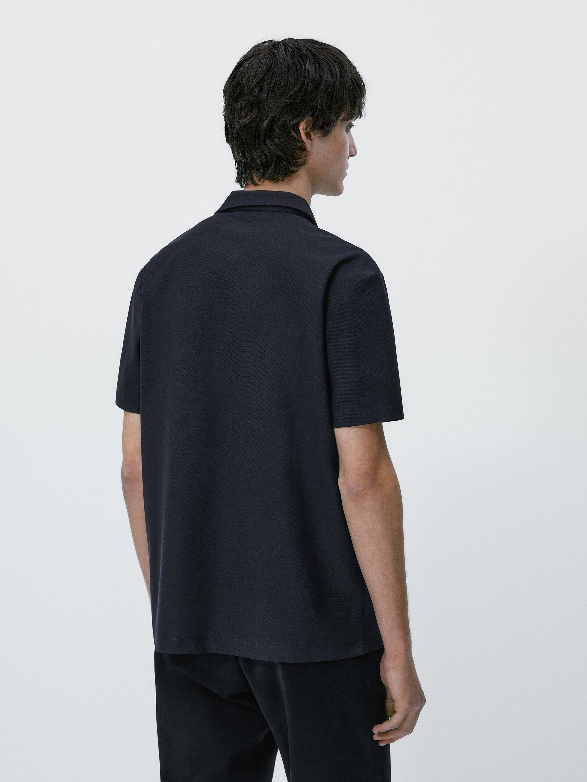 Polo manga corta algodón microsarga - AZUL MARINO