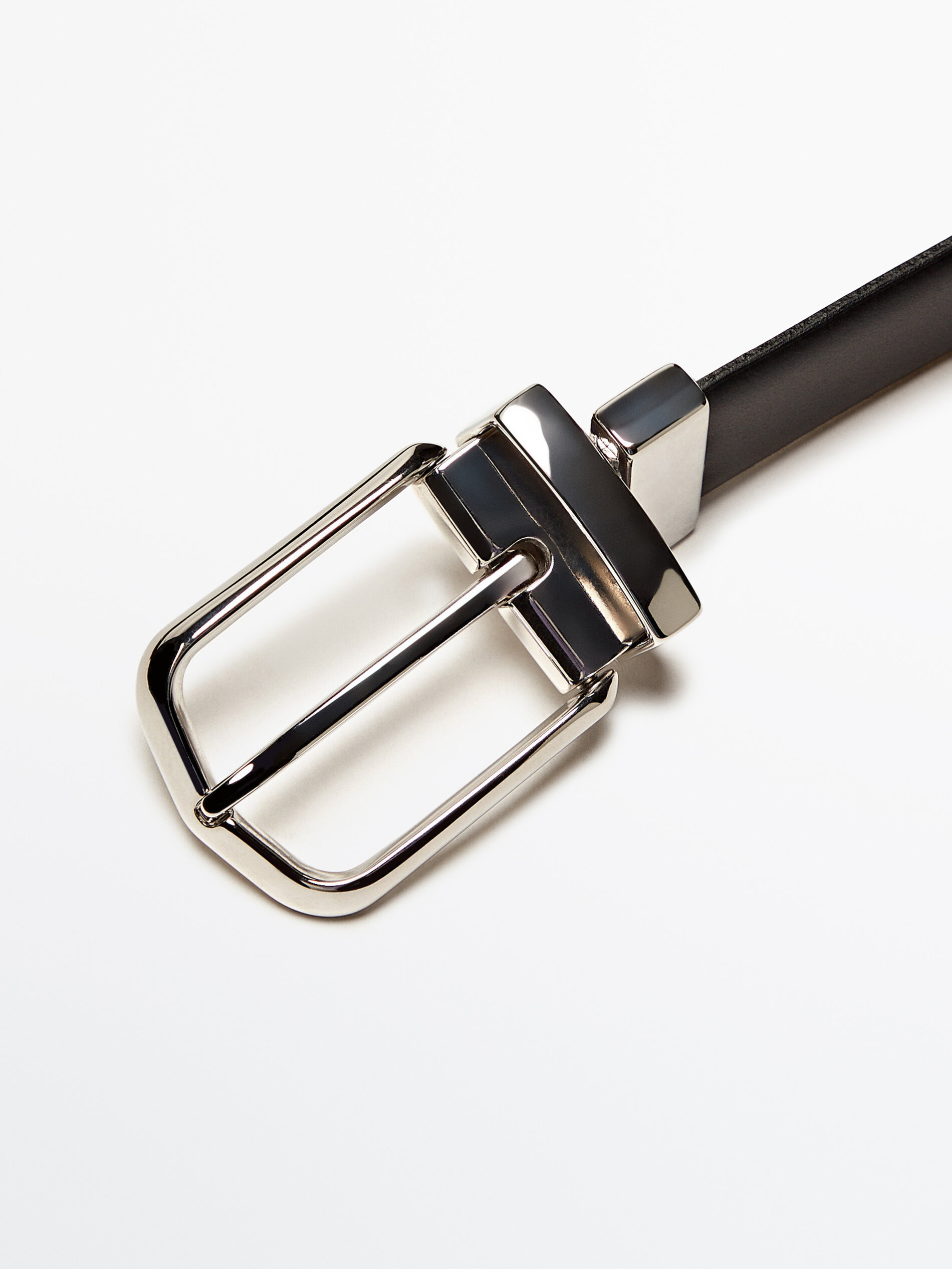 Cinturón reversible de piel - NEGRO
