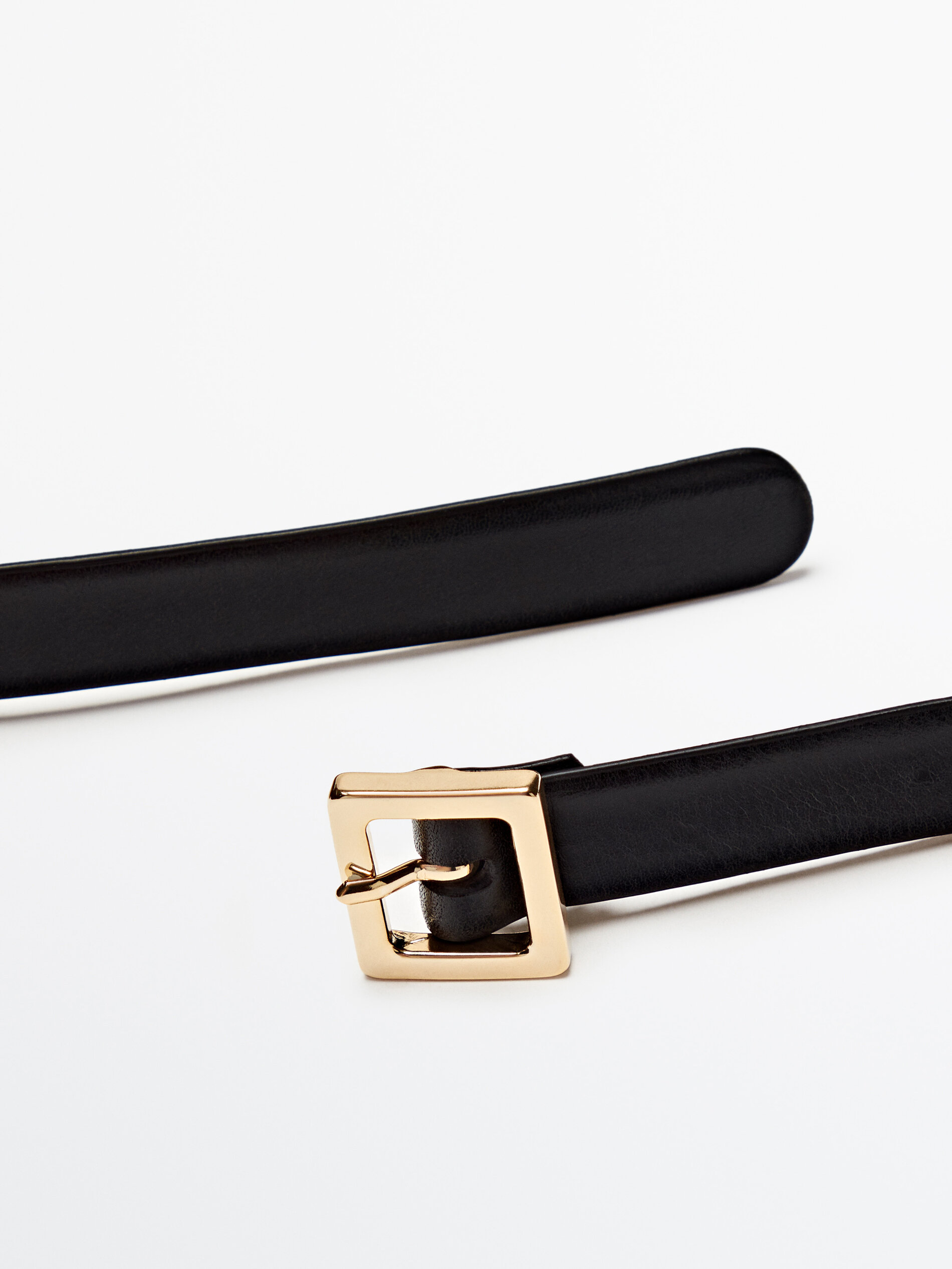 Cinturón piel hebilla vertical - NEGRO