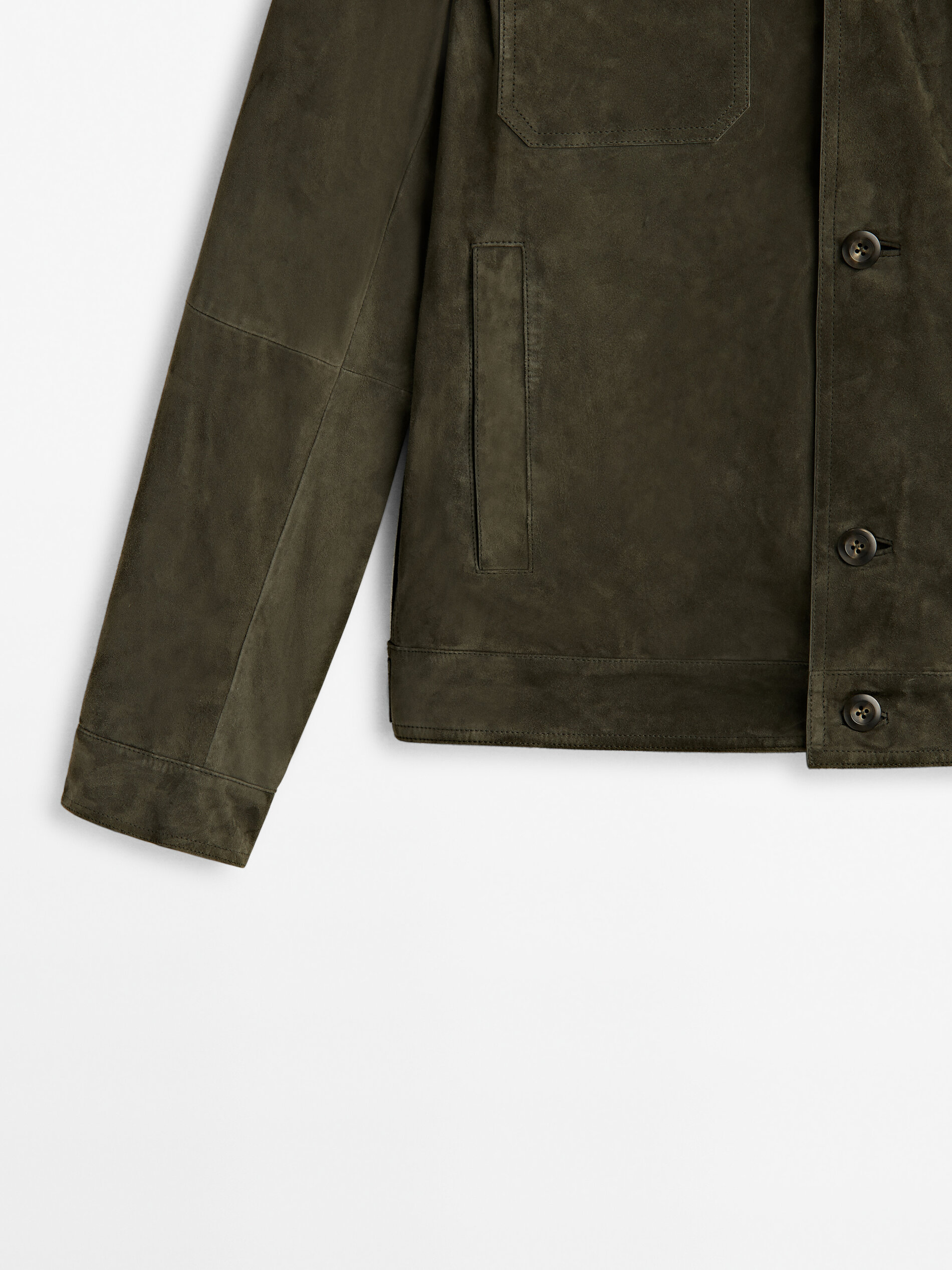 Chaqueta ante bolsillos - KAKI OSCURO