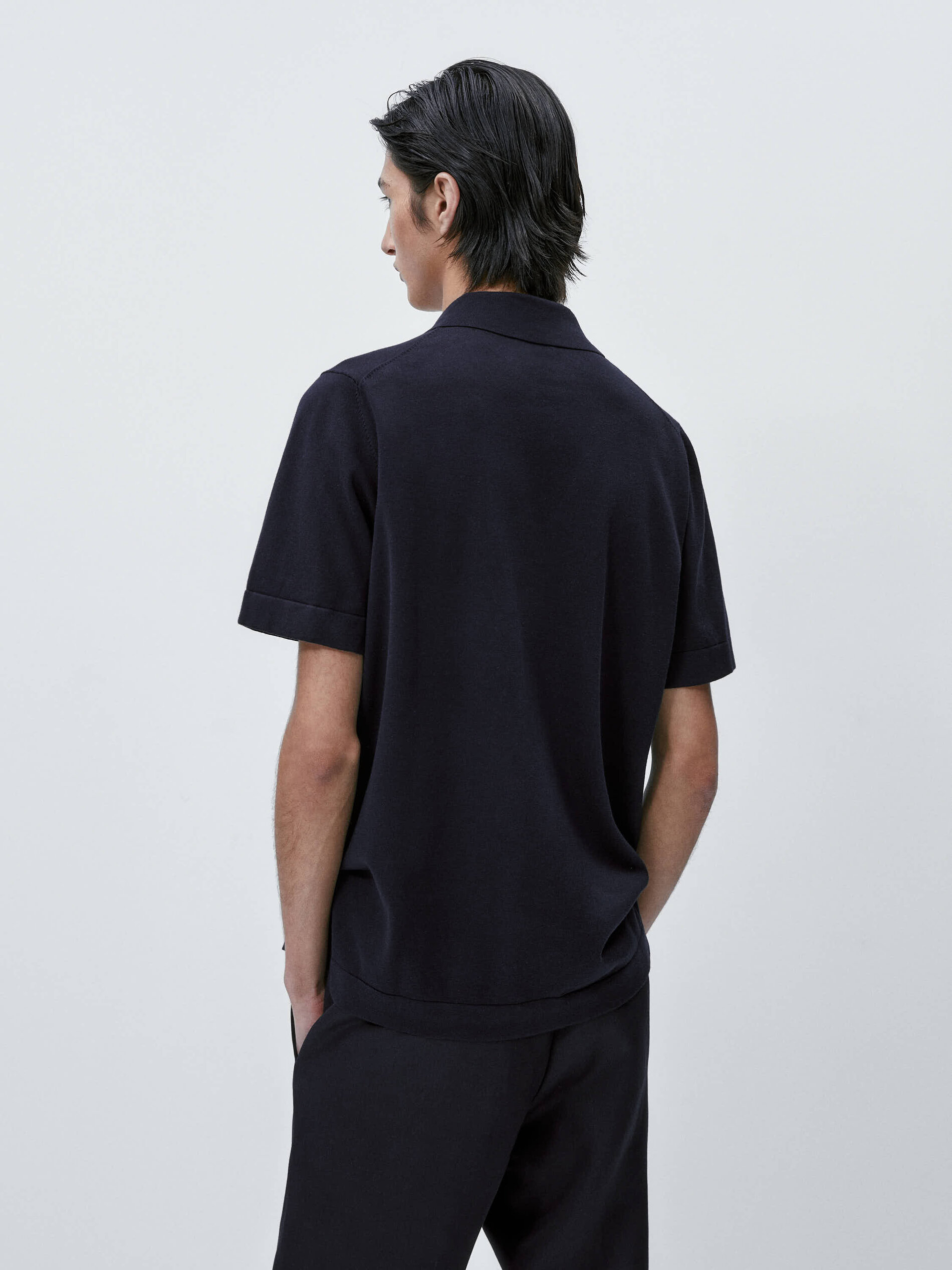 Camisa punto manga corta solapa - AZUL MARINO