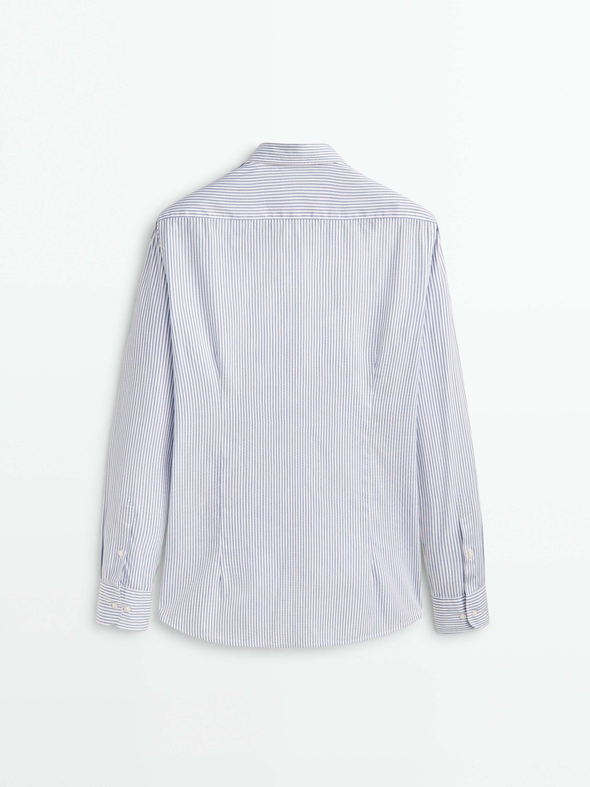 Camisa popelín algodón micro rayas slim fit - AZUL MARINO