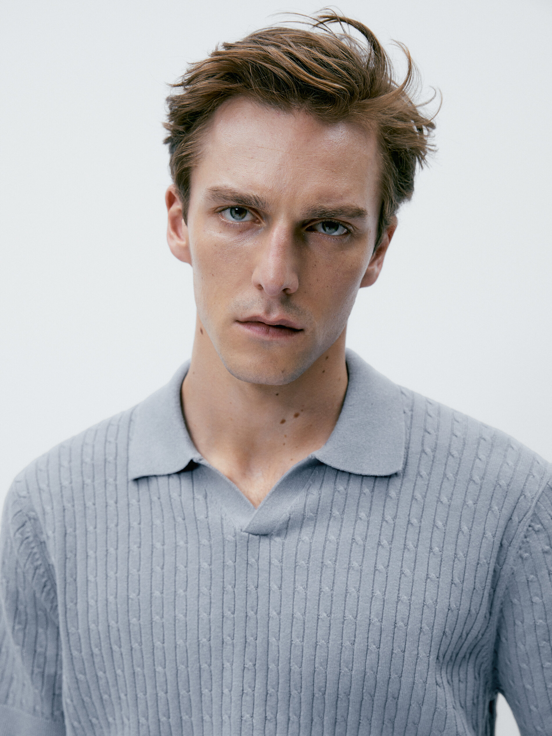 Jersey polo punto cable - AZUL