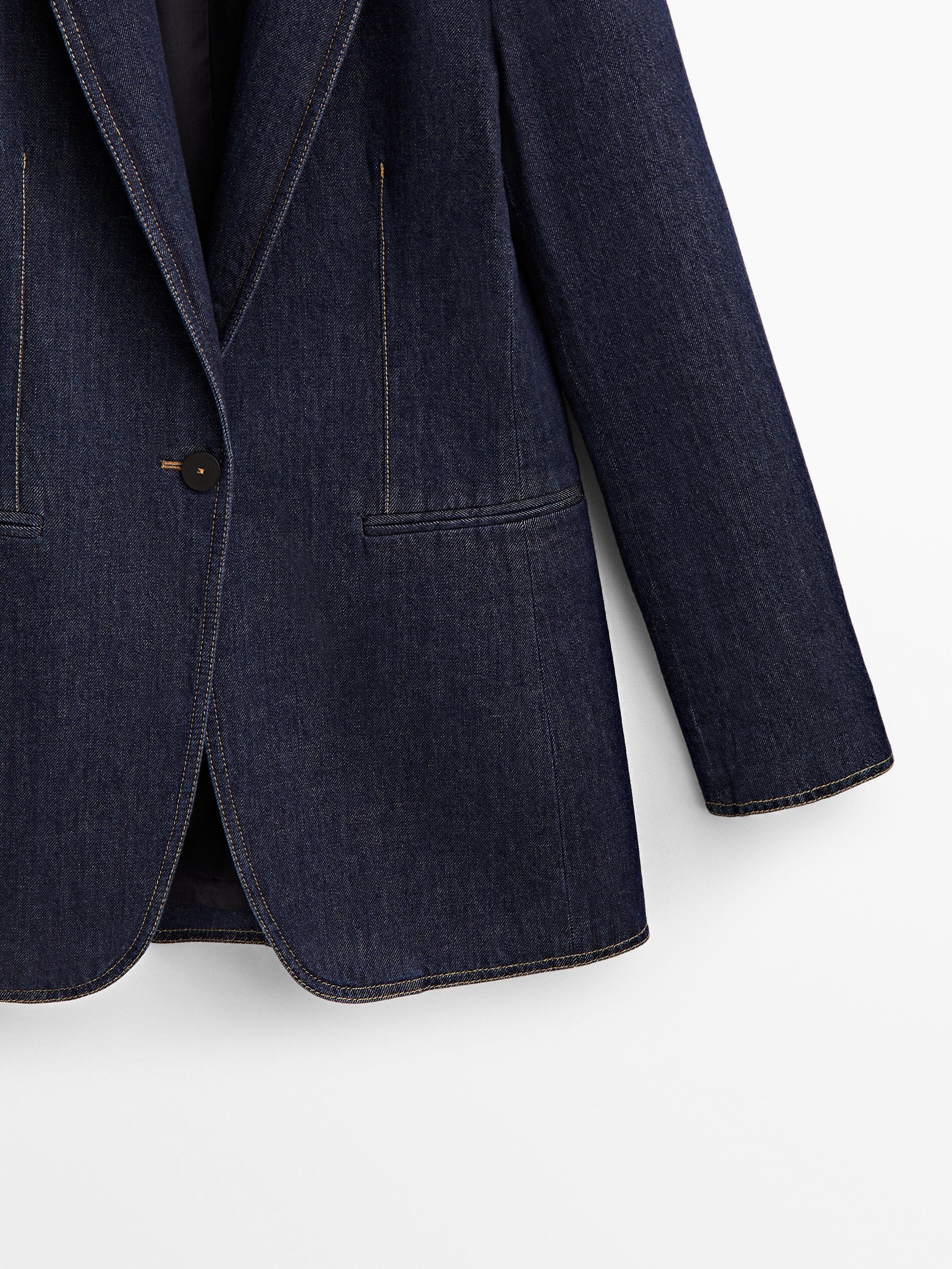 Americana denim un botón - AZUL MEDIO