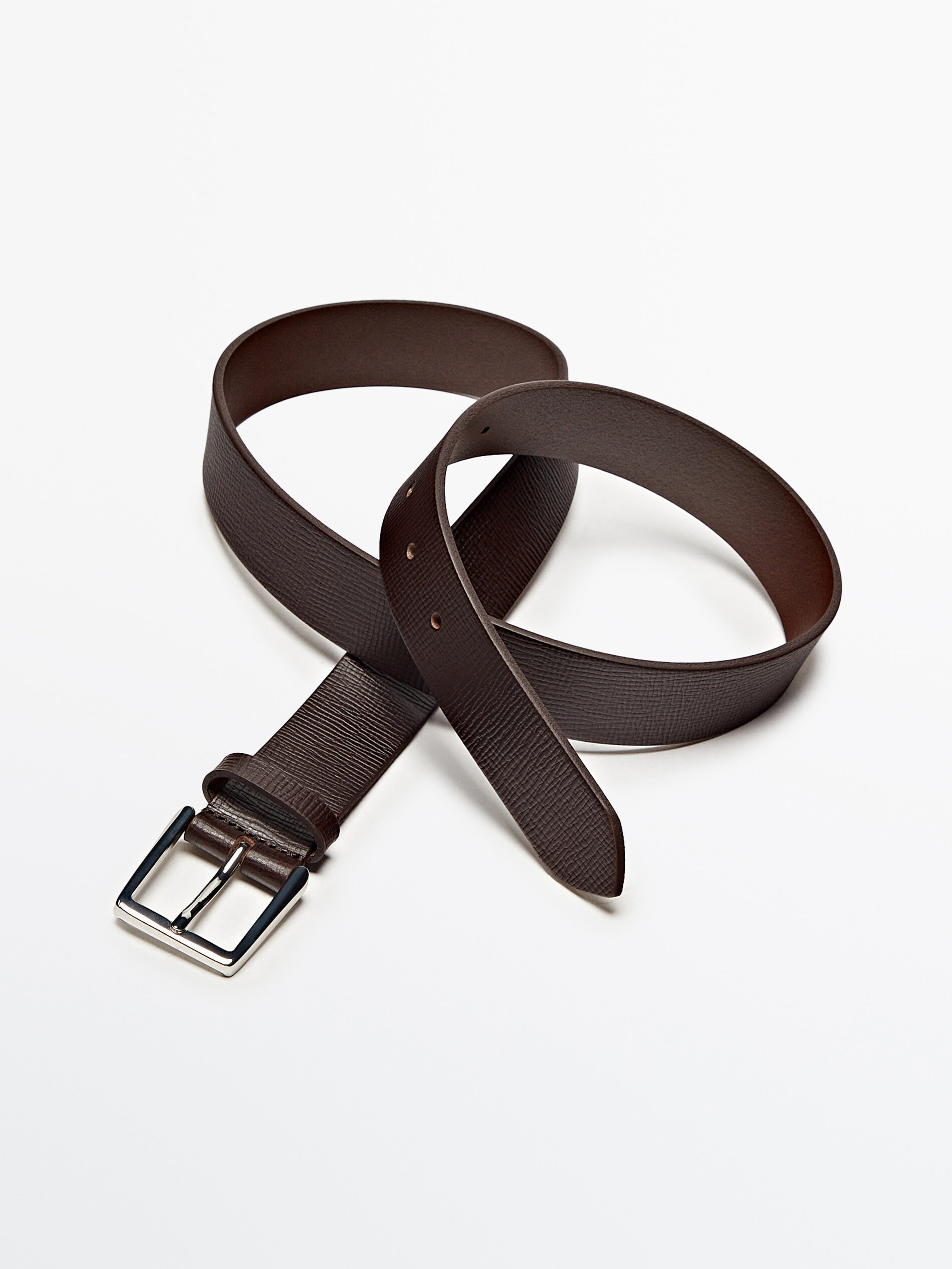 Cinturón piel grabada - MARRÓN