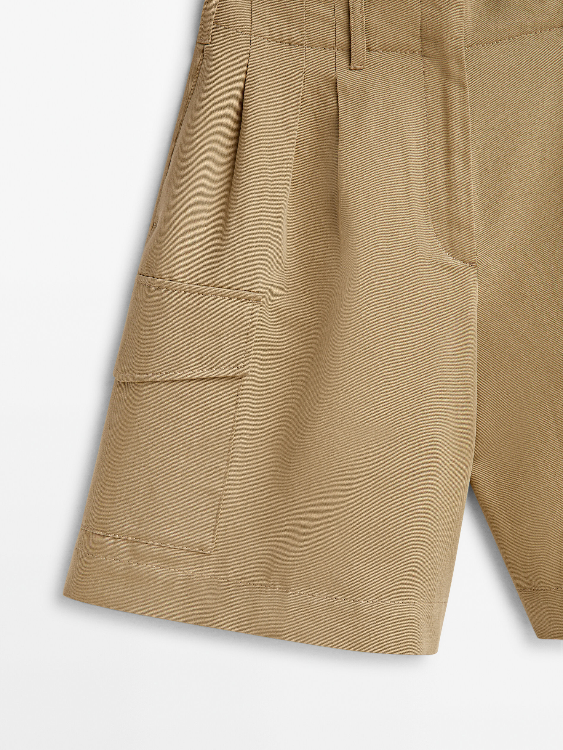 Bermuda cargo mezcla algodón lino - CAMEL