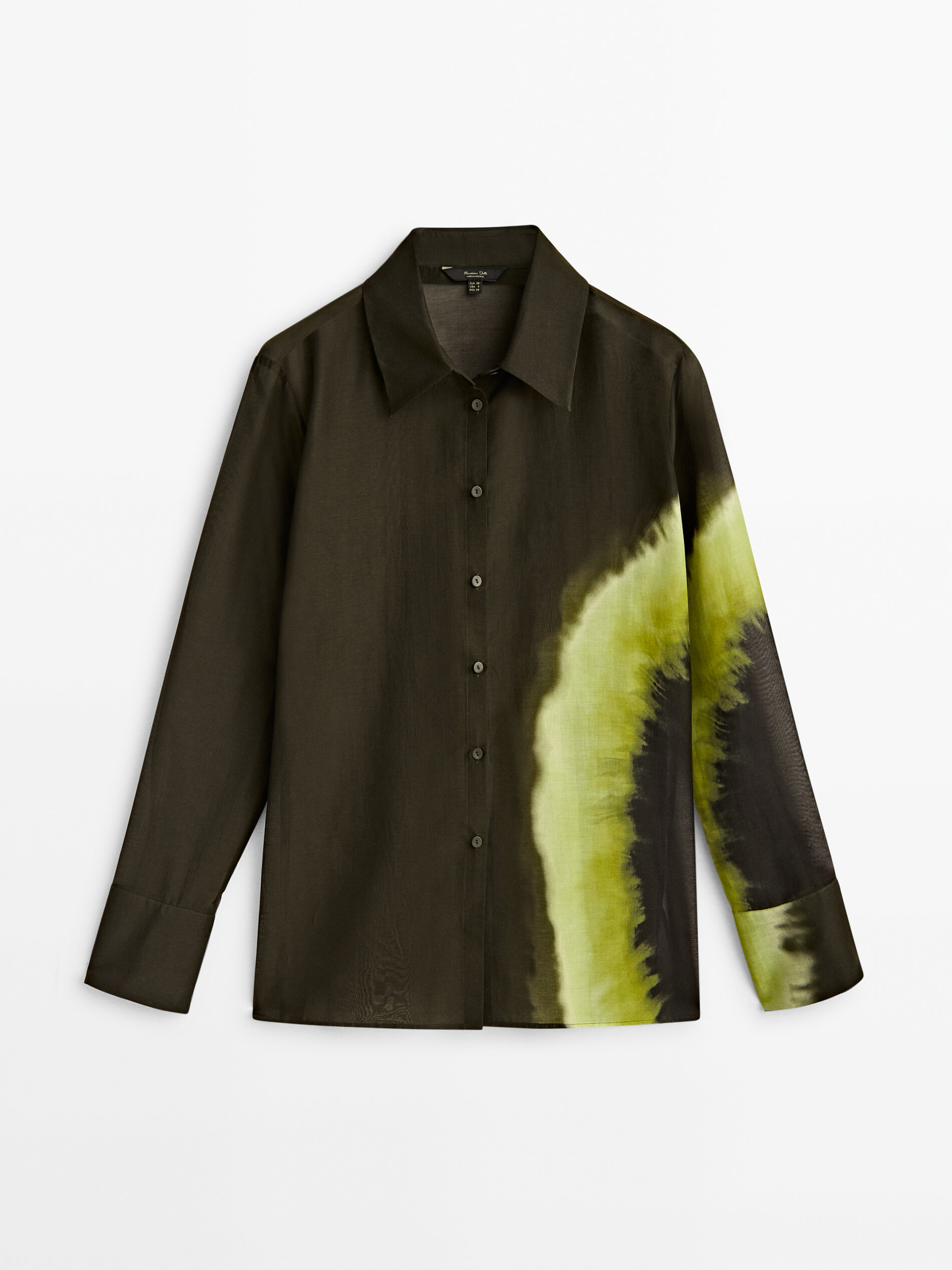 Camisa estampada mezcla algodón seda - VERDE