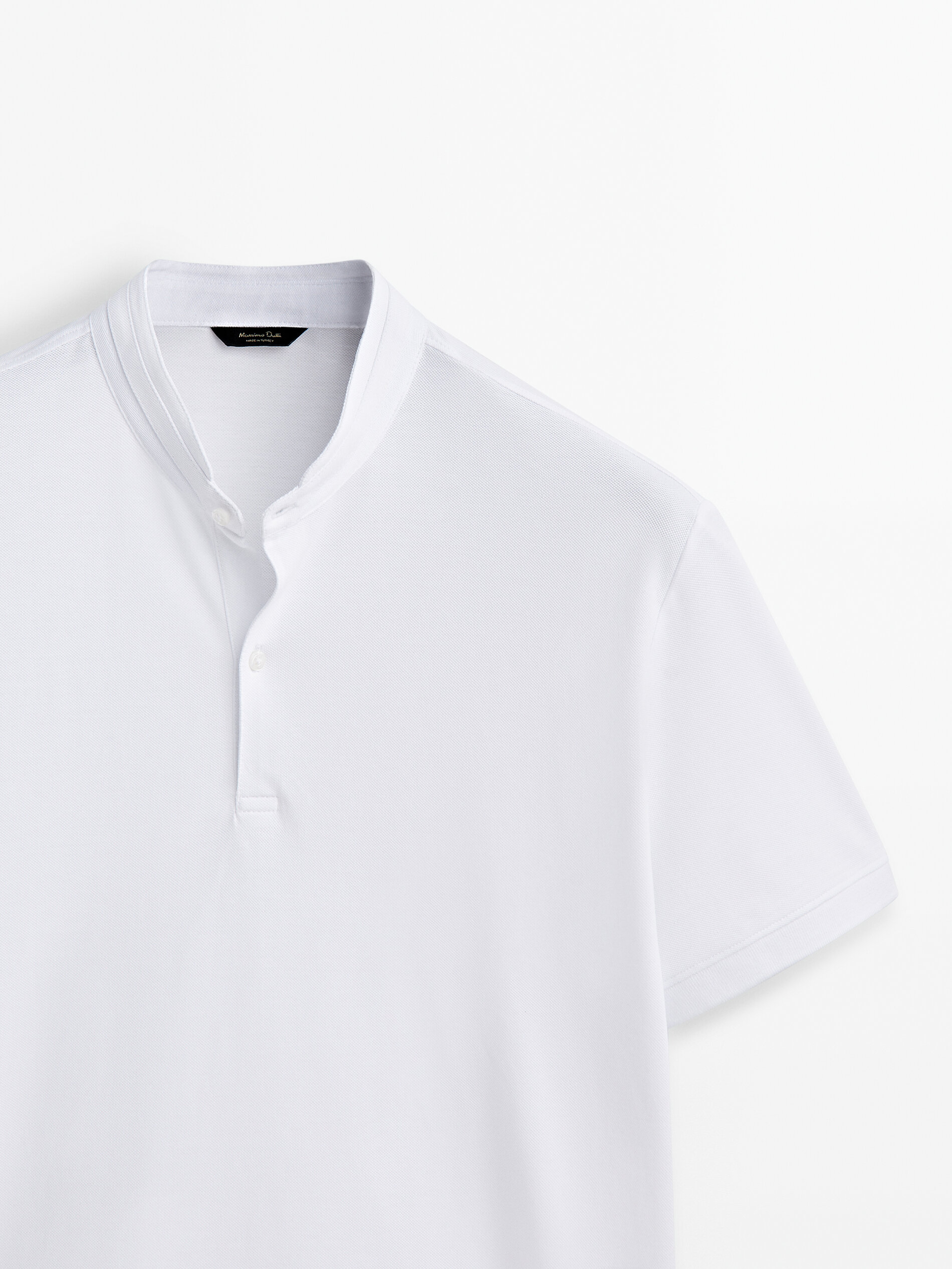 Polo 100% algodón cuello mao - BLANCO