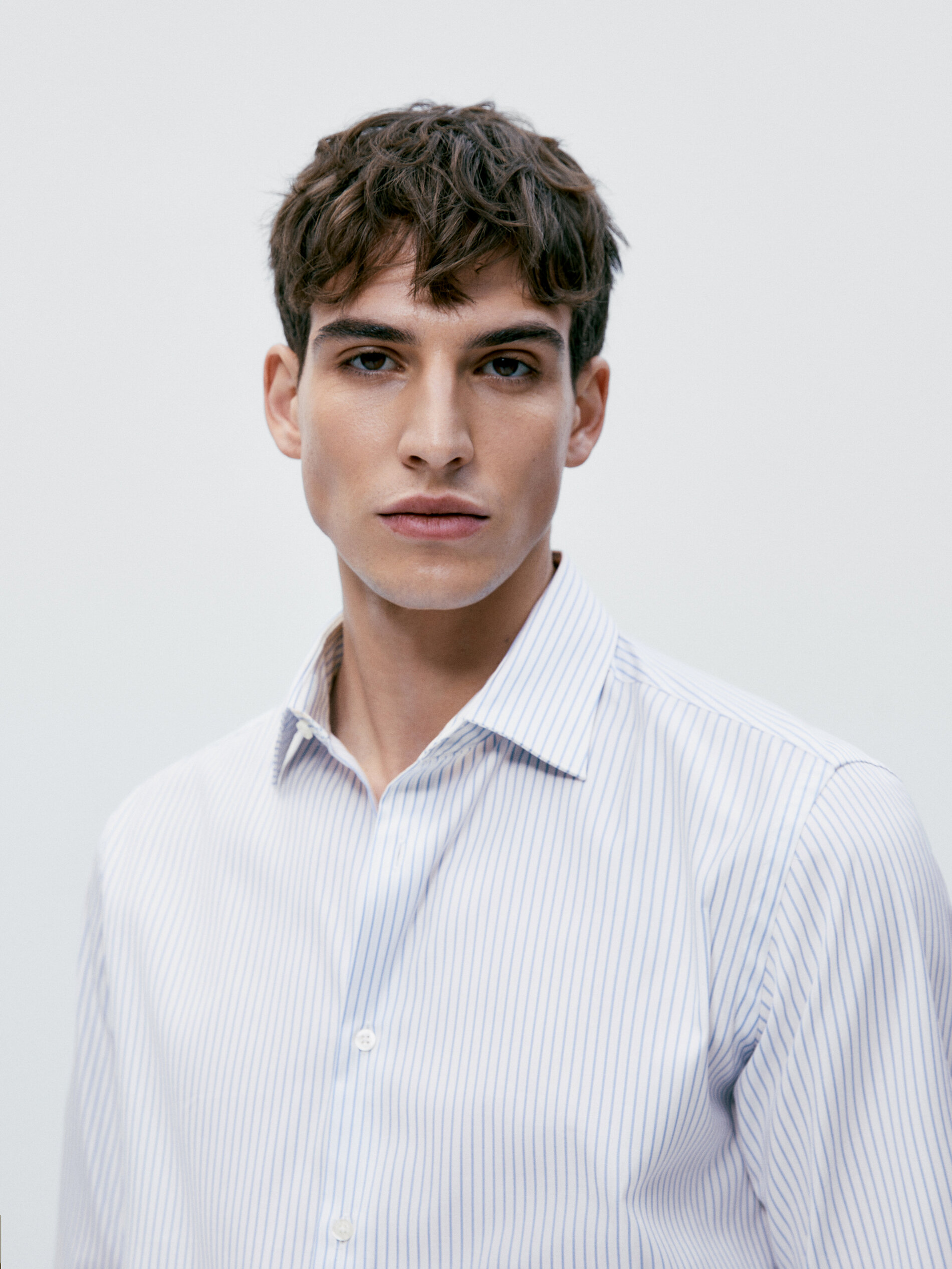 Camisa rayas pinpoint easy iron slim fit - BLANCO