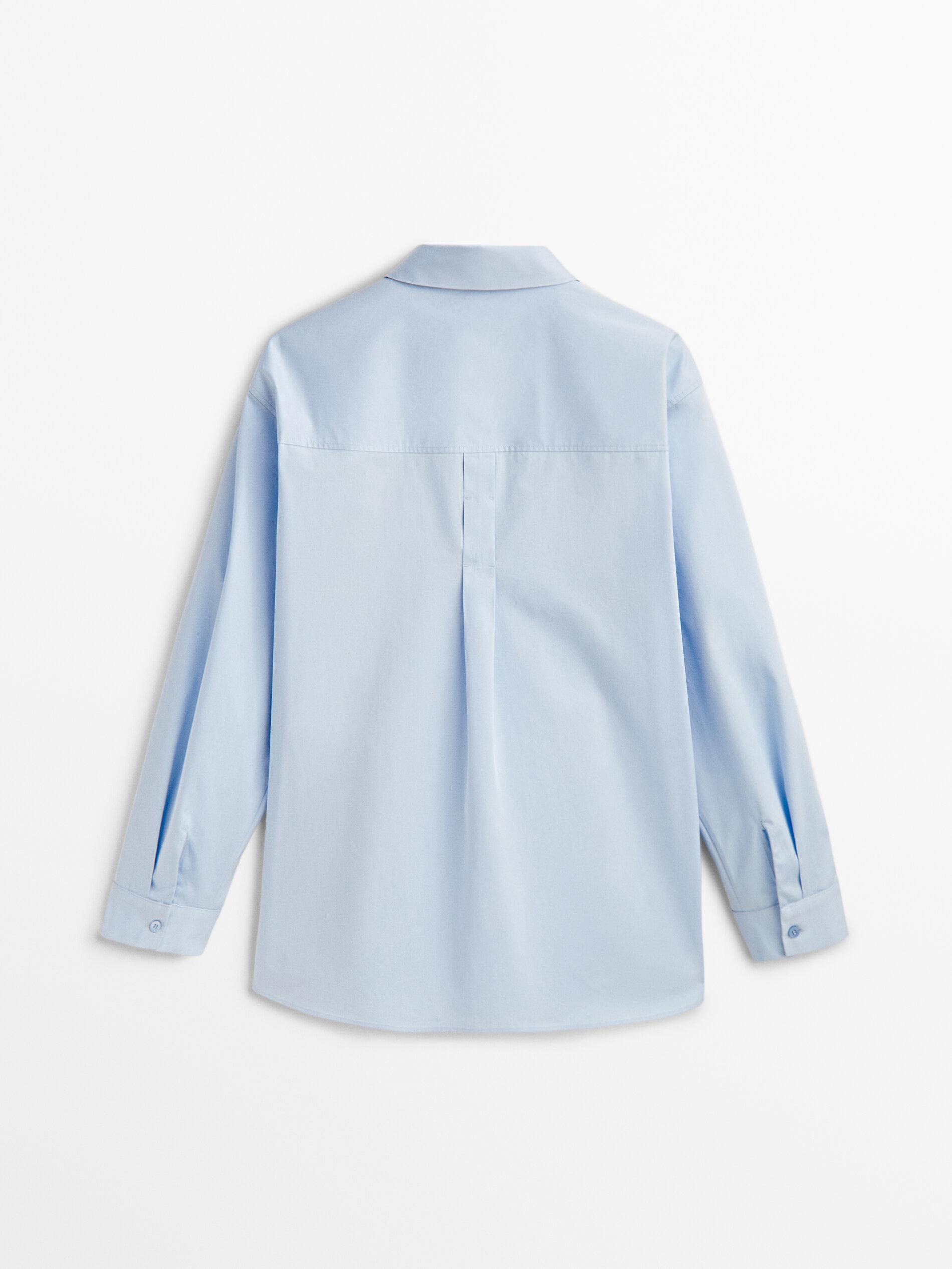 Camisa popelín algodón sarga - CELESTE