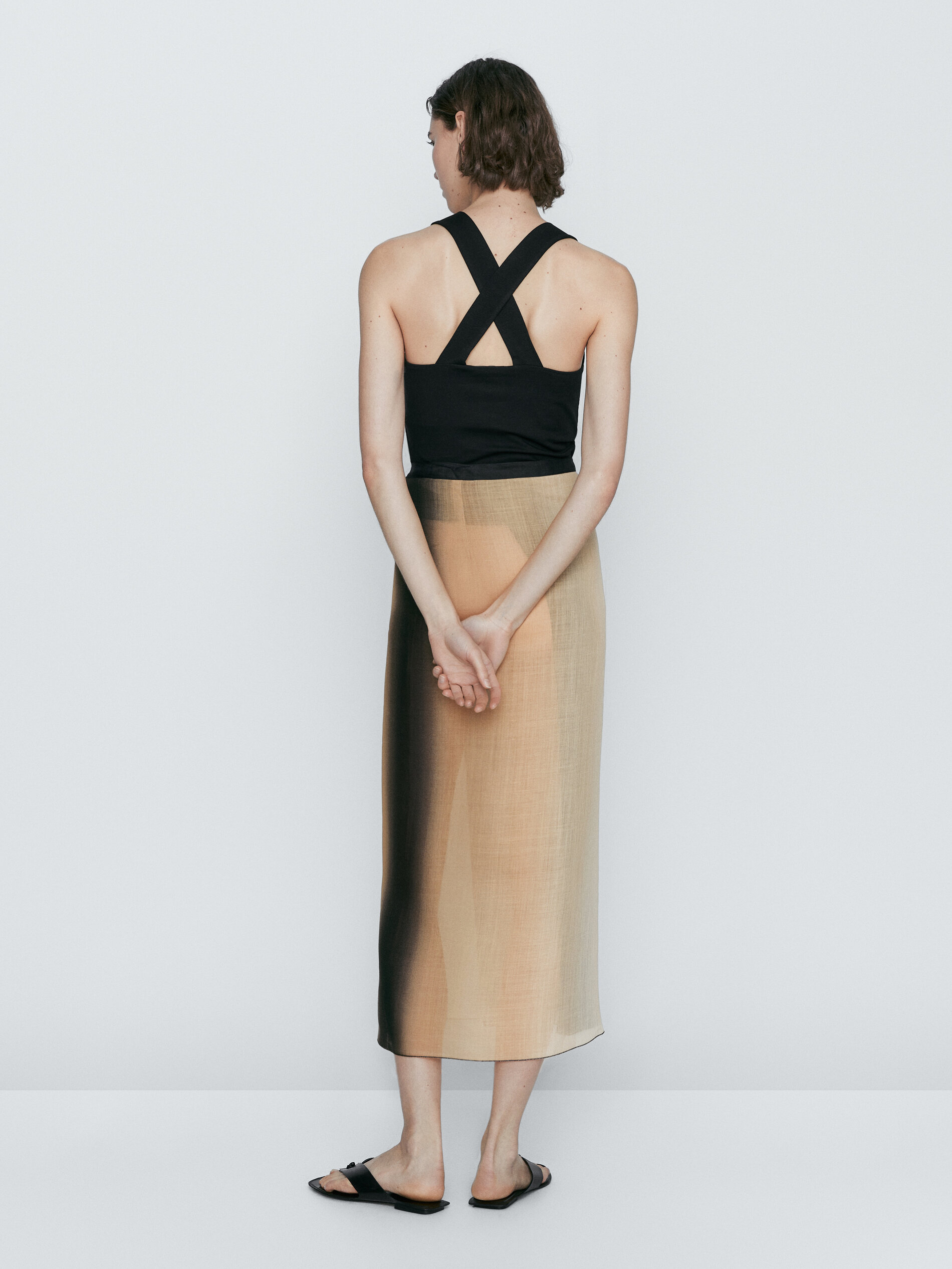 Pareo cruzado ramio degradado - CRUDO