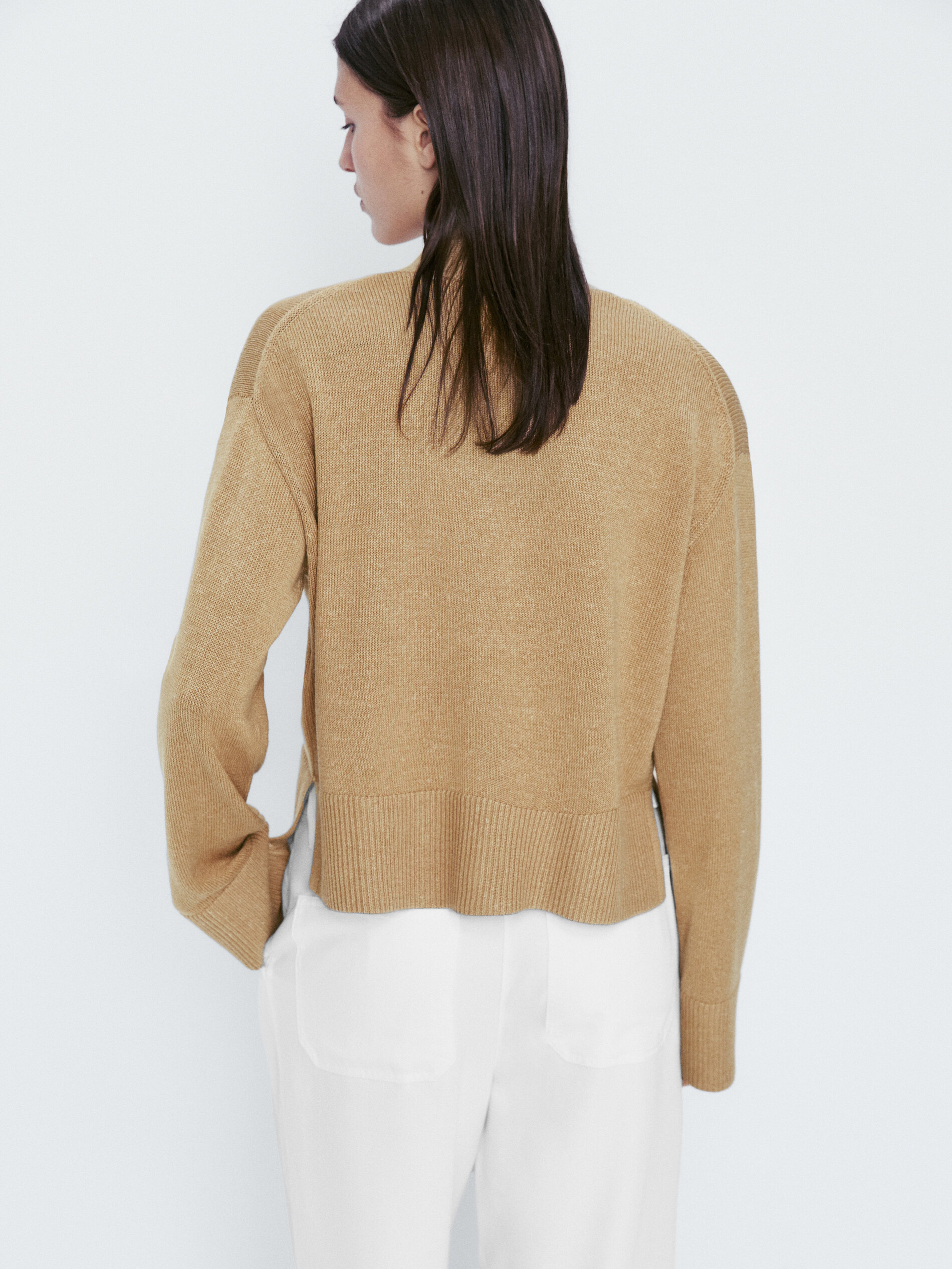 Cárdigan de punto cuello pico botones - Lavado