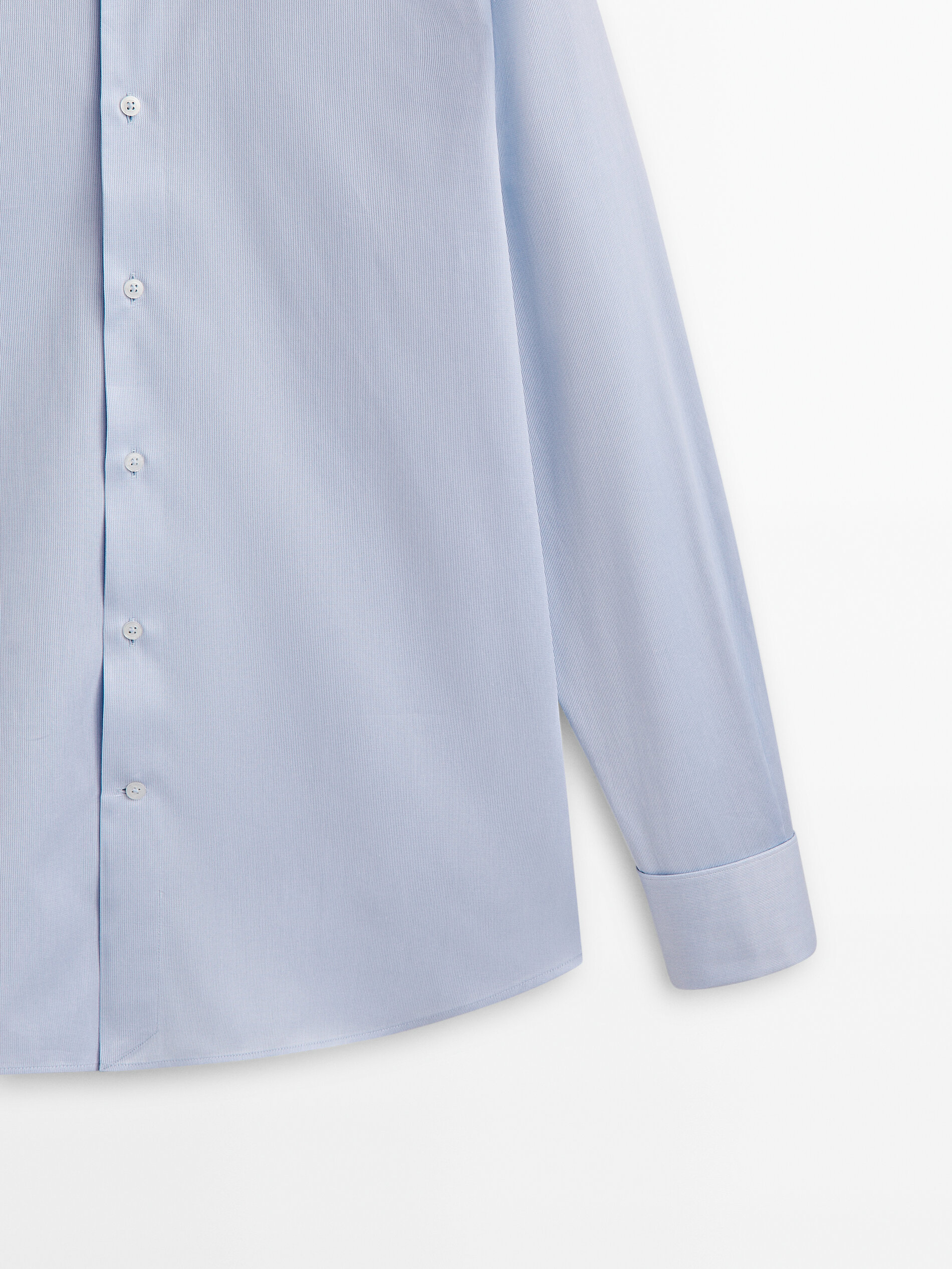 Camisa estructura regular fit doble puño - CELESTE