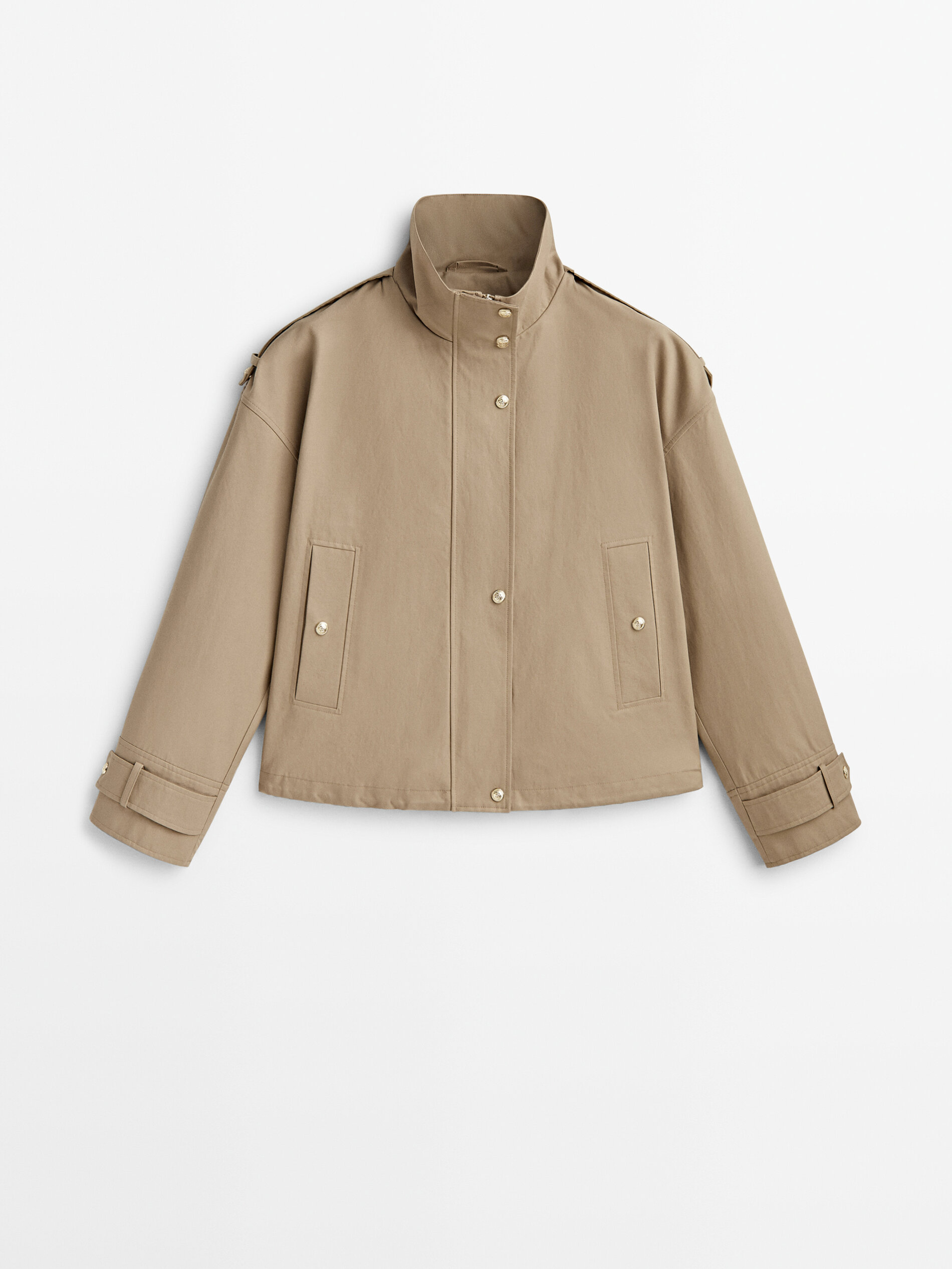 Parka corta botones dorados - BEIGE