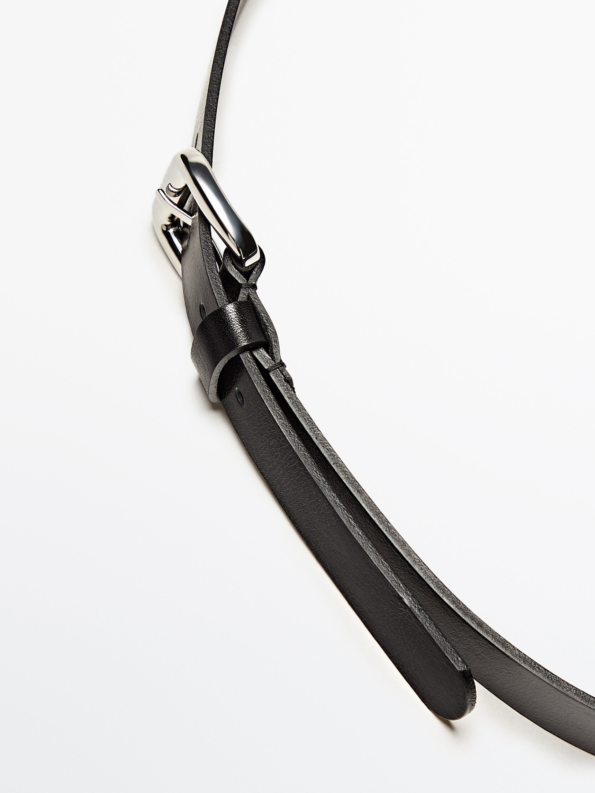 Cinturón piel hebilla rectangular - NEGRO