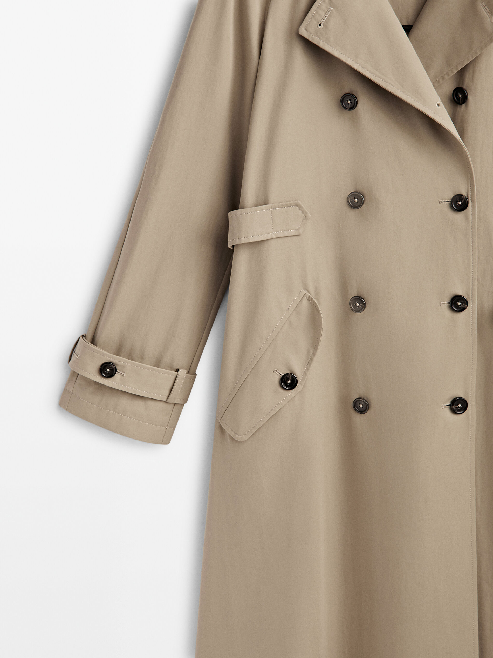 Chaqueta trench algodón detalle hebillas - BEIGE