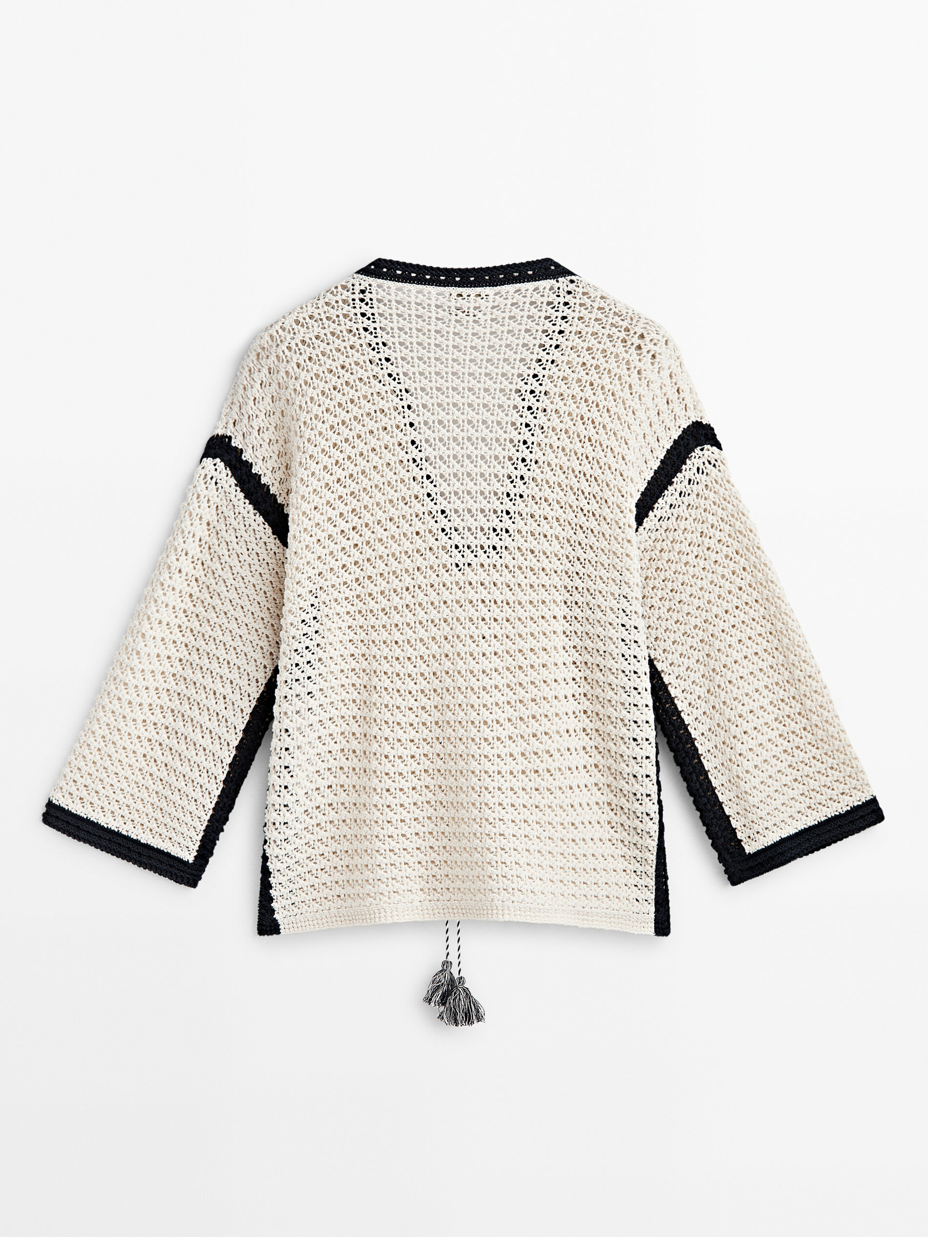 Jersey kaftán crochet contraste - CRUDO