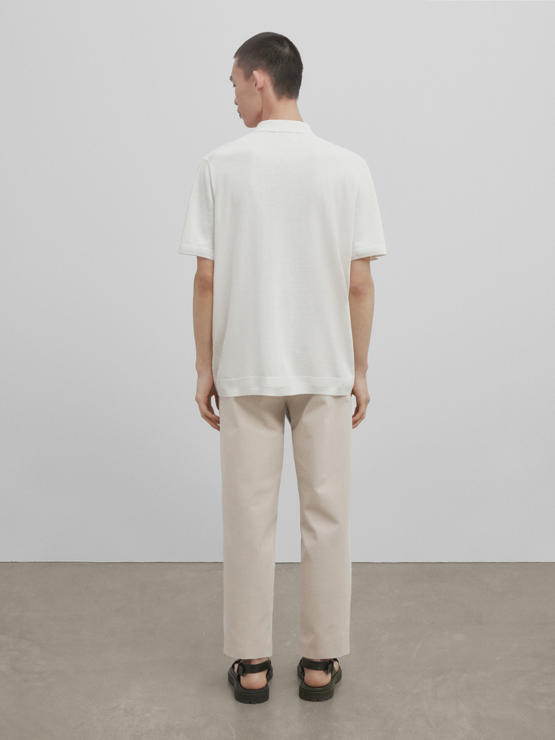 Jersey polo mezcla algodón seda -Studio - BLANCO ROTO