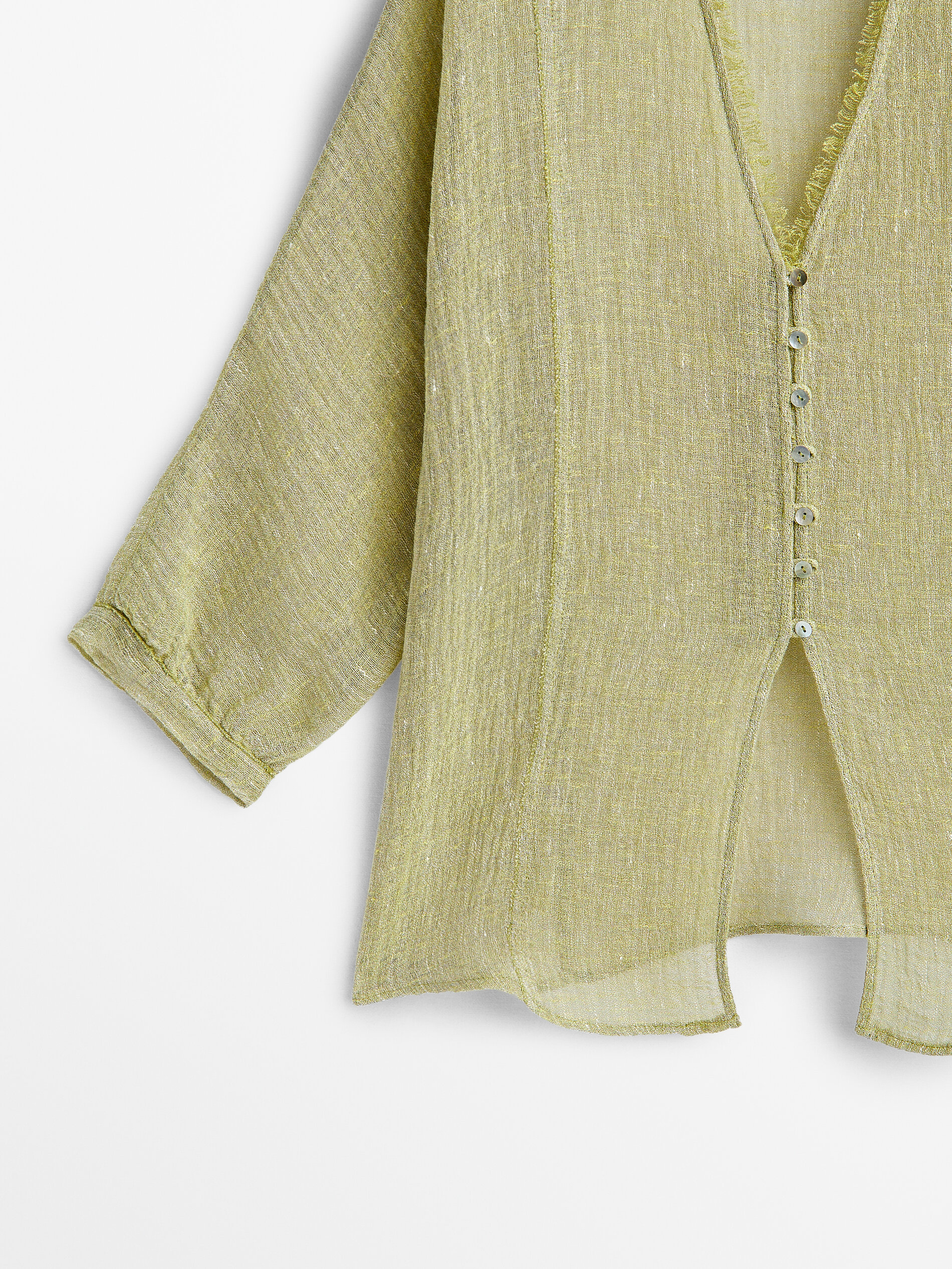 Camisa mezcla lino acabado gofrado - Piedra