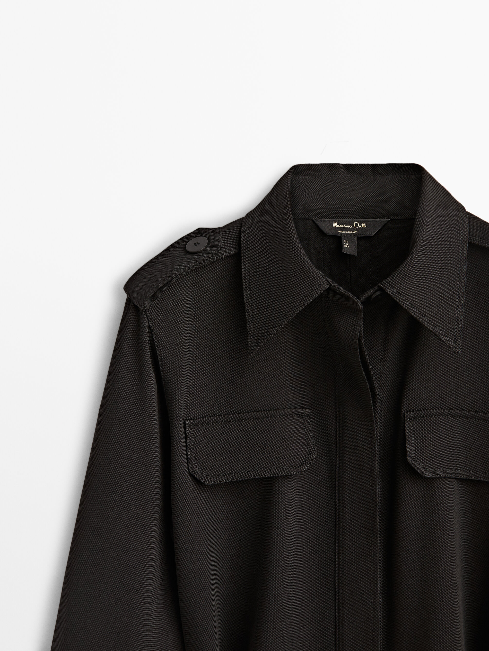 Vestido midi camisero cinturón - NEGRO