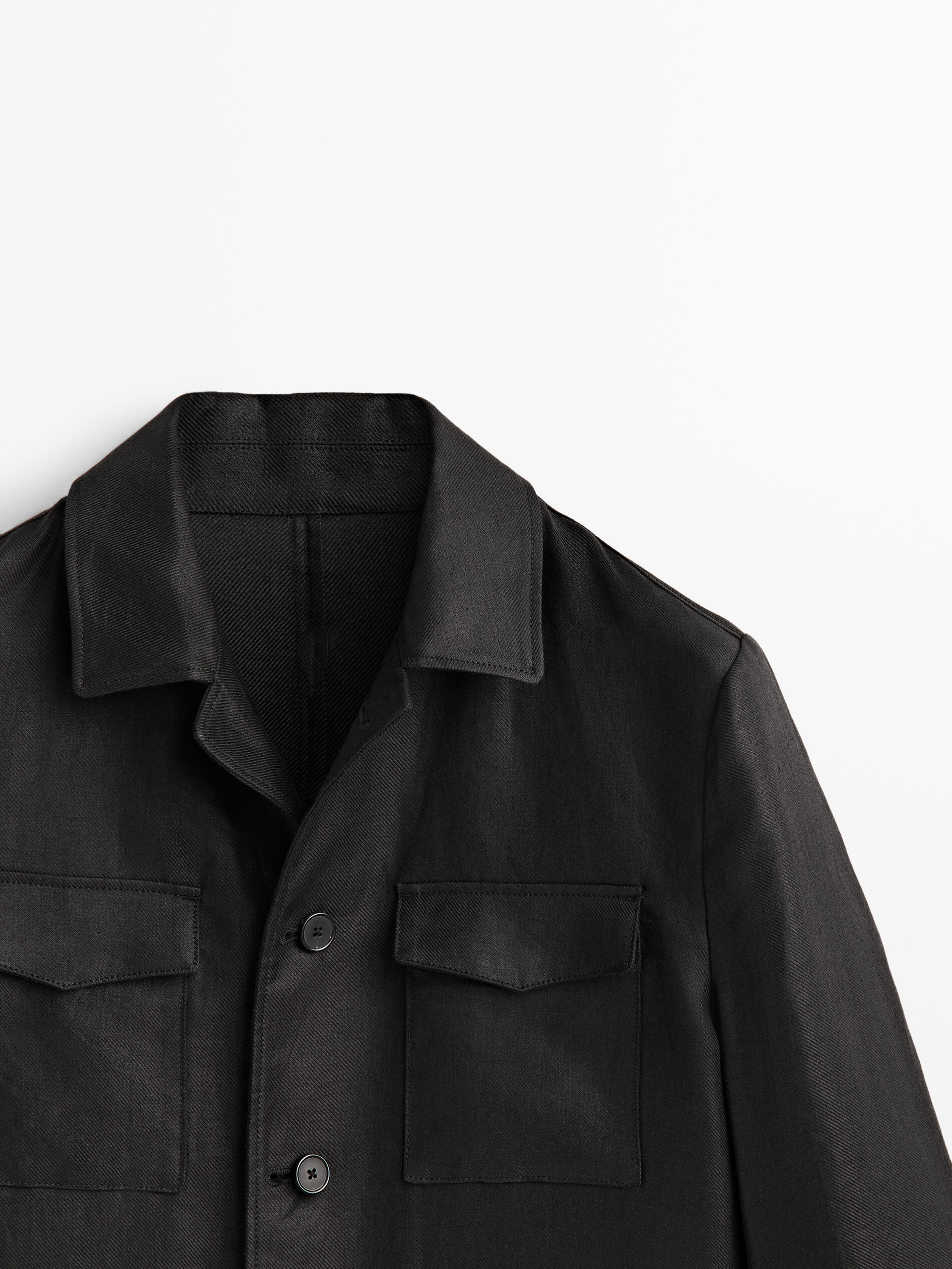 Sobrecamisa sarga 100% lino - NEGRO