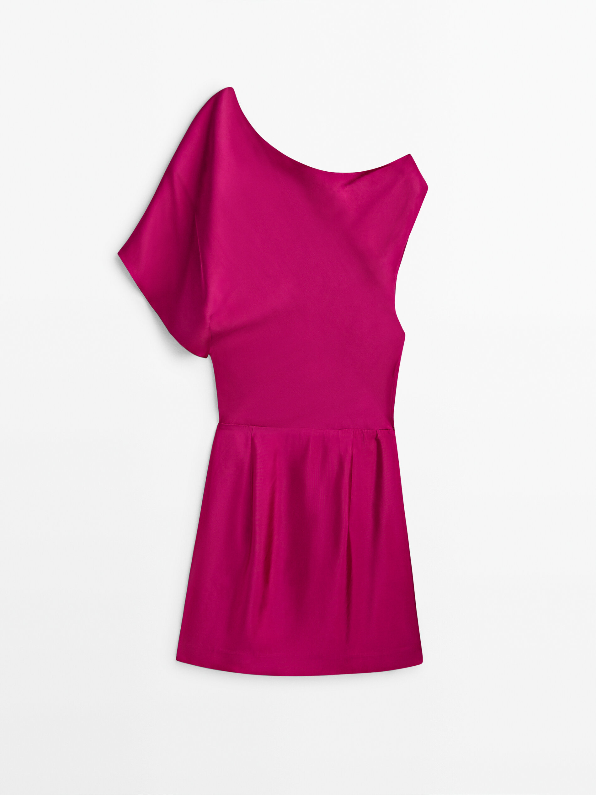 Vestido corto asimétrico -Studio - FUCSIA