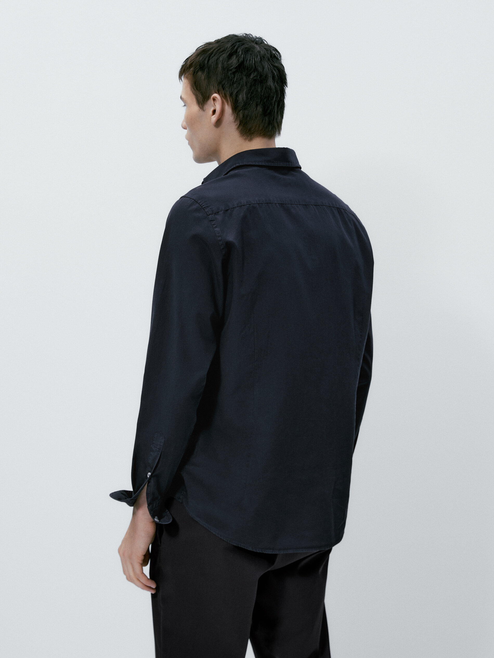 Camisa popelín algodón slim fit - AZUL MARINO