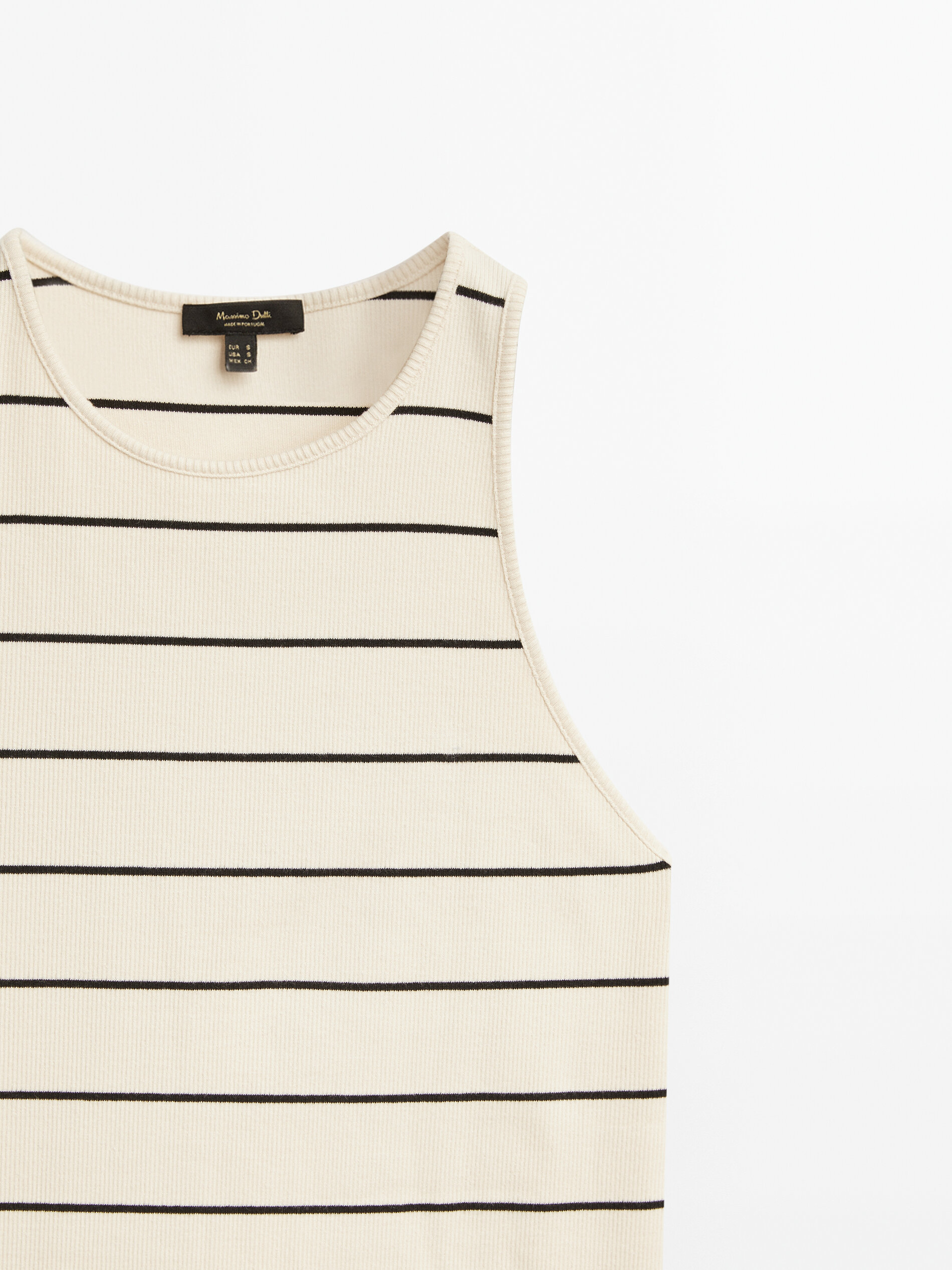 Camiseta rayas canalé manga sisa - CRUDO