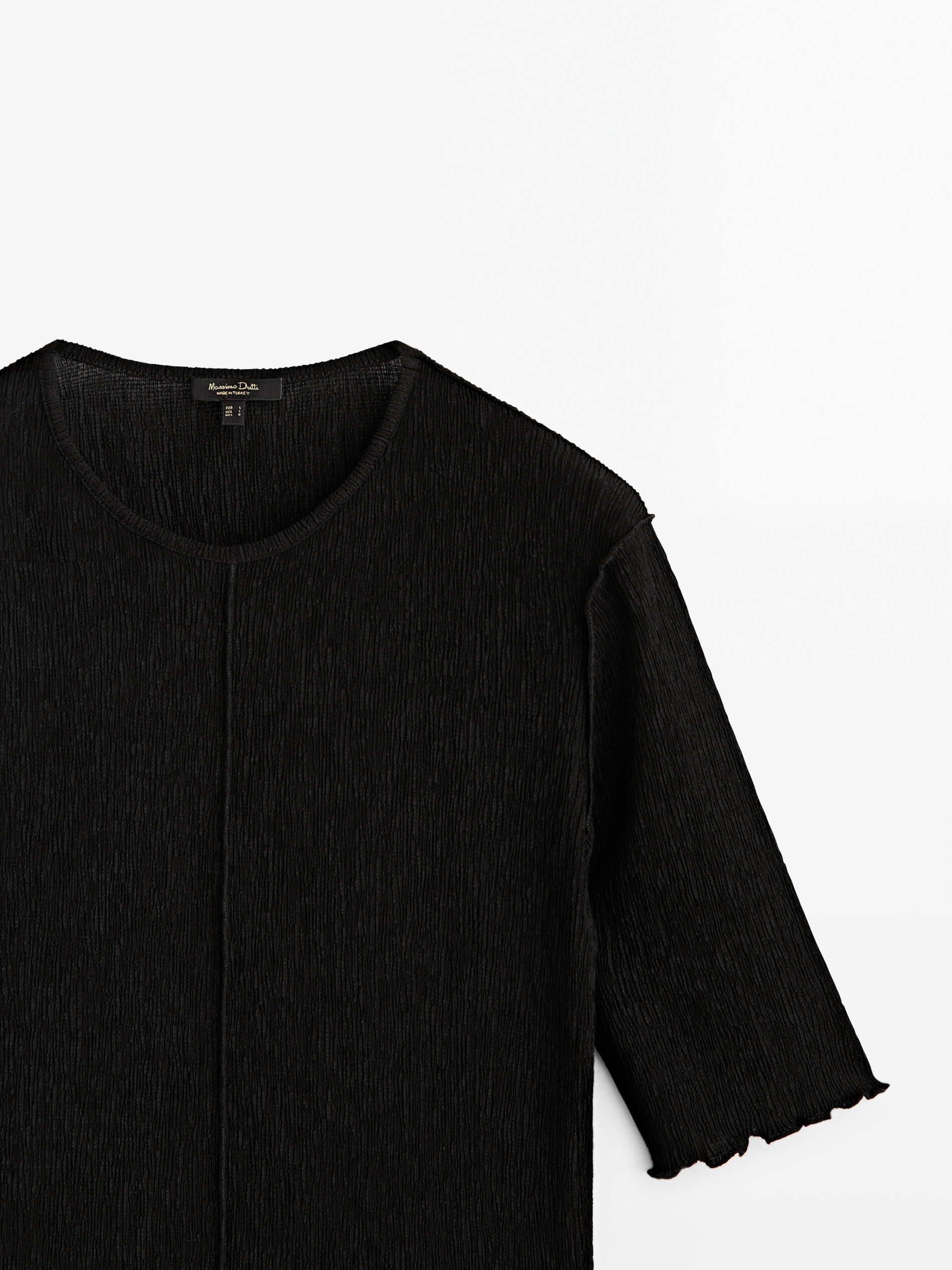 Camiseta nervio central efecto arrugado - NEGRO