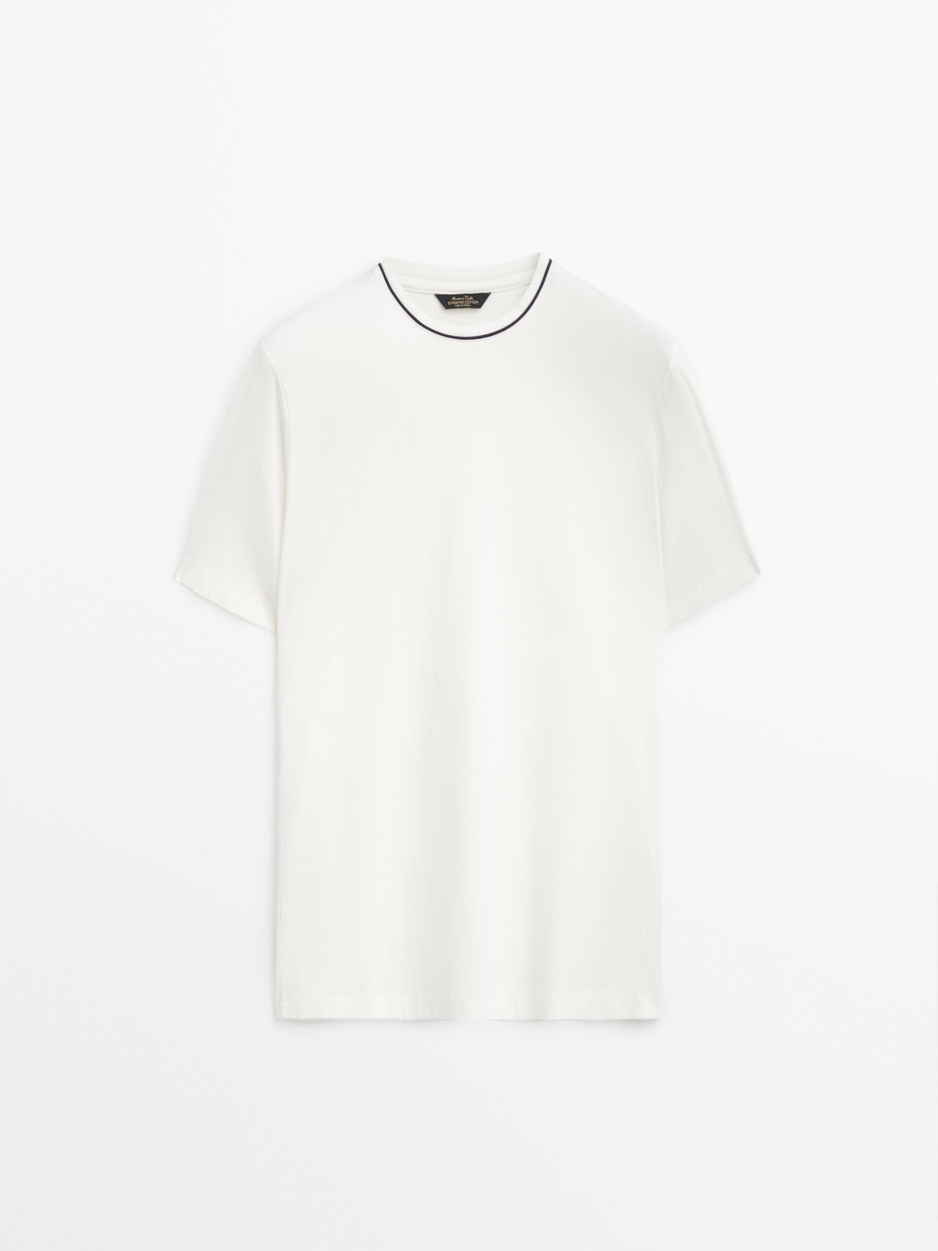 Camiseta manga corta cuello contraste - CRUDO