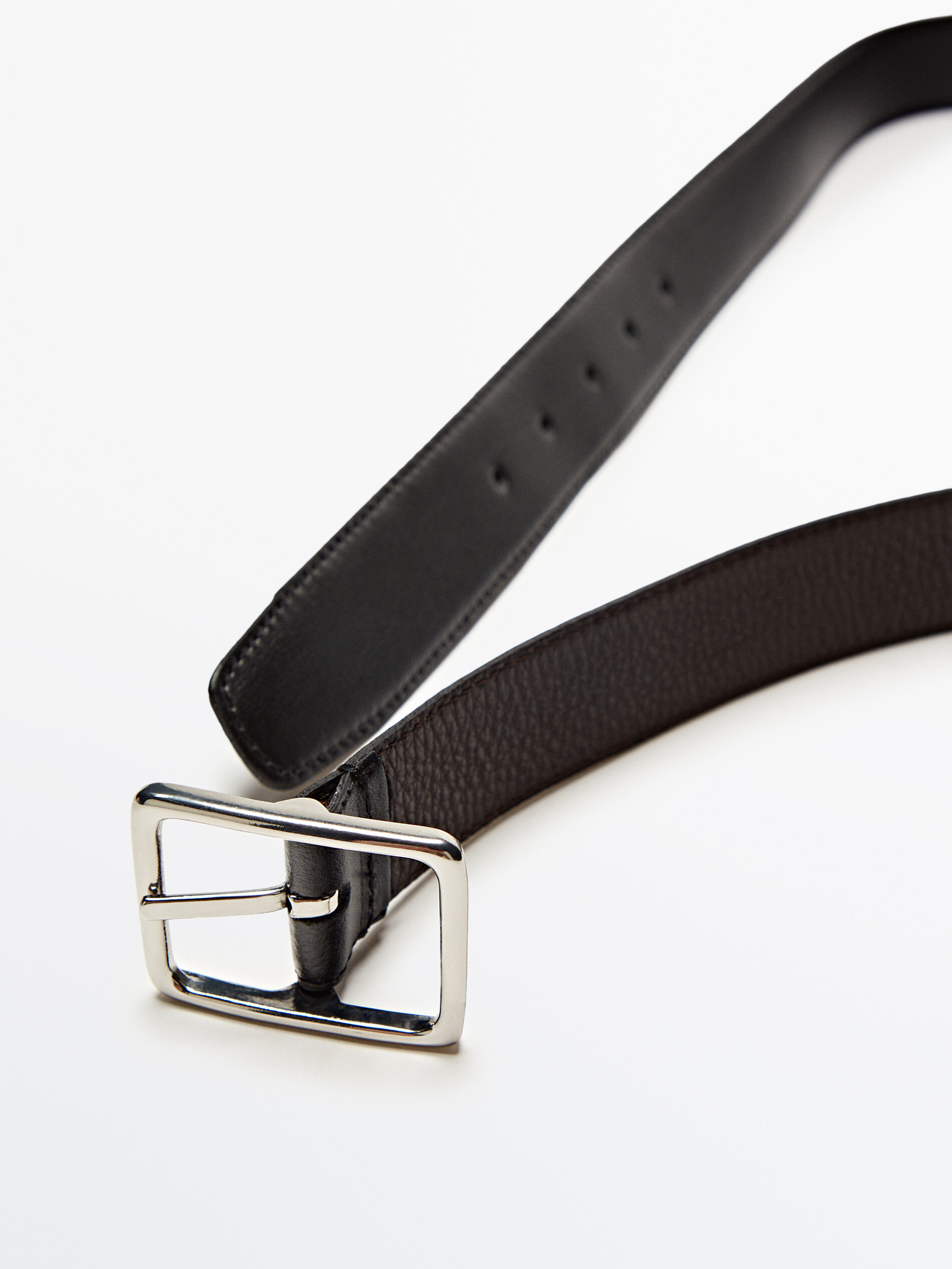 Cinturón reversible de piel - NEGRO