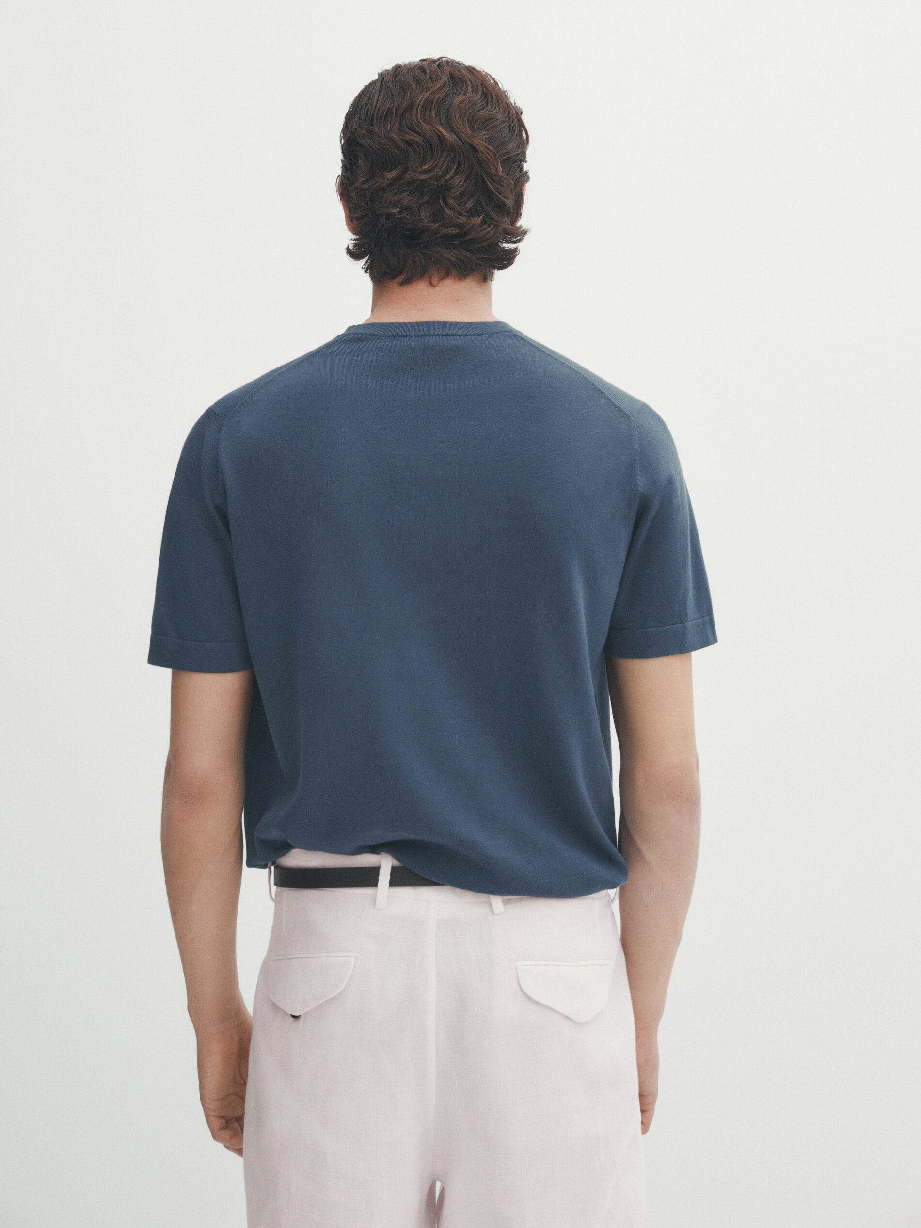 Jersey punto algodón manga corta - Azul Oscuro