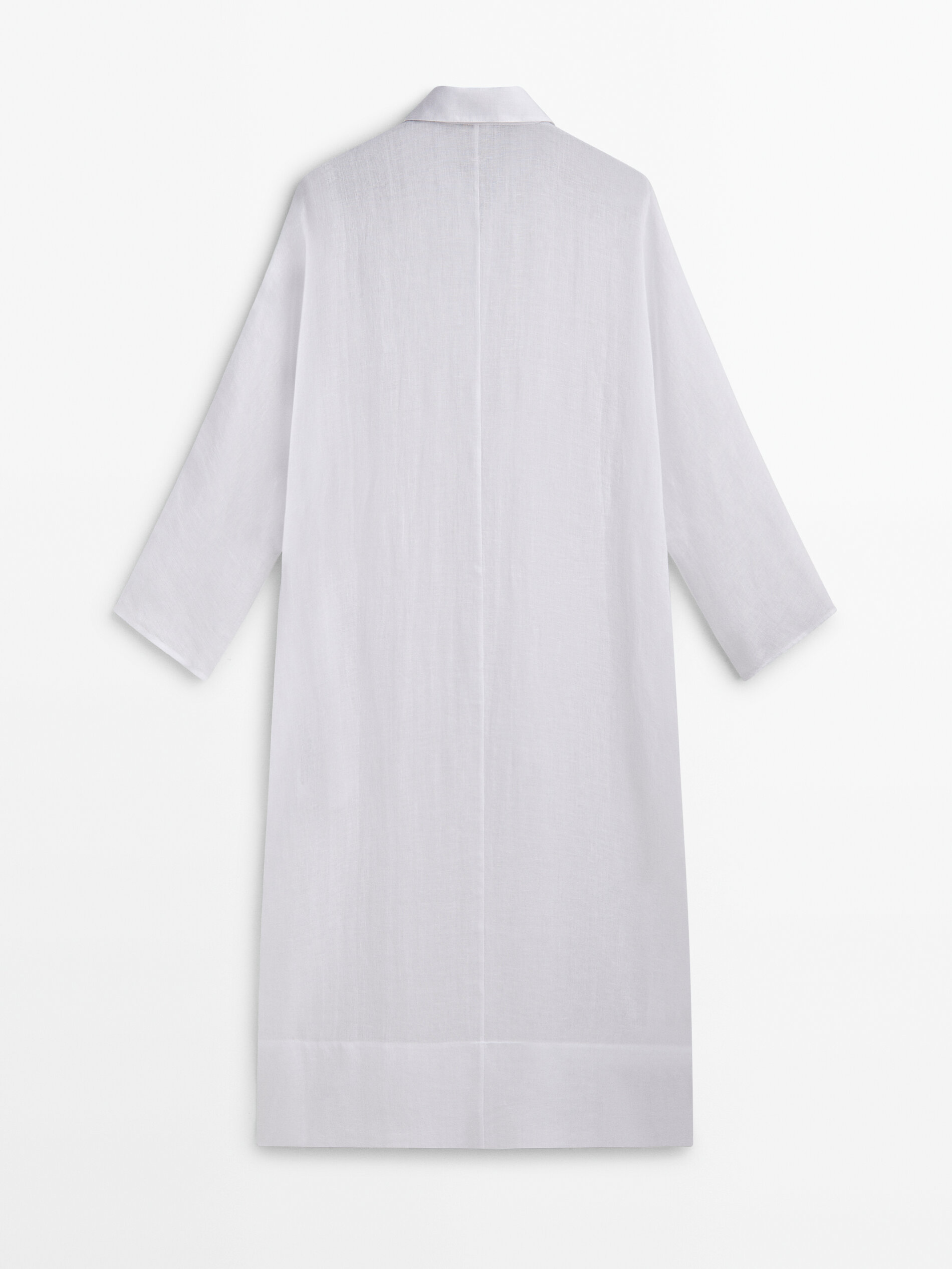 Maxi blusón camisero 100% lino - BLANCO