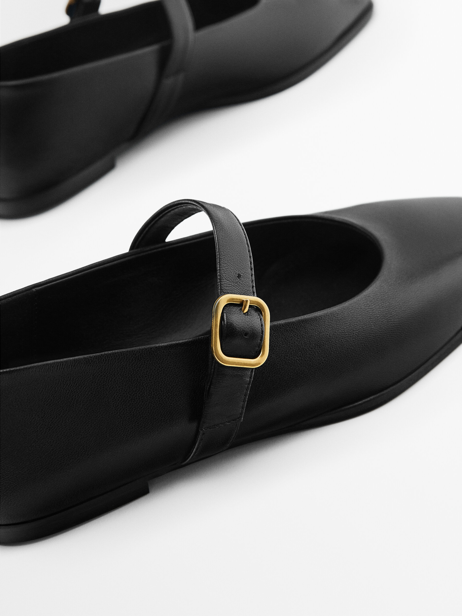 Bailarina piel pulsera hebilla - NEGRO