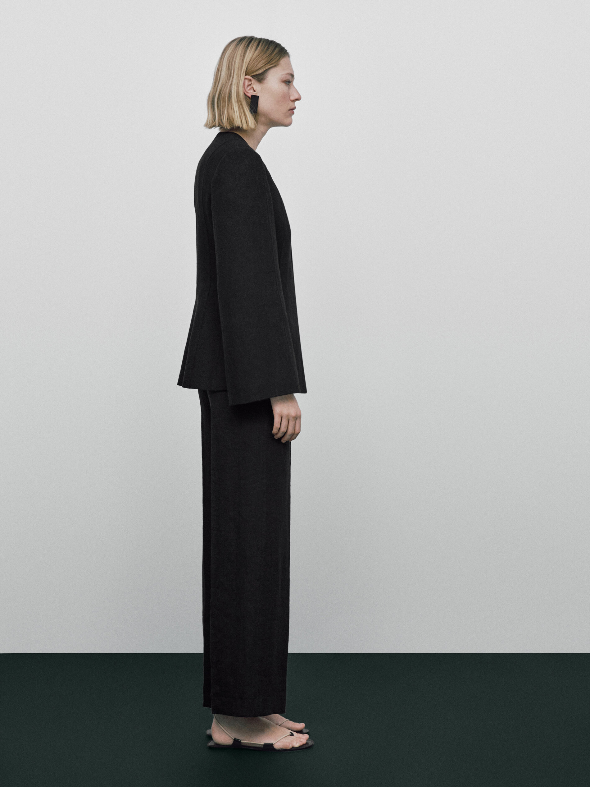 Pantalón traje lino costuras Limited edition - NEGRO