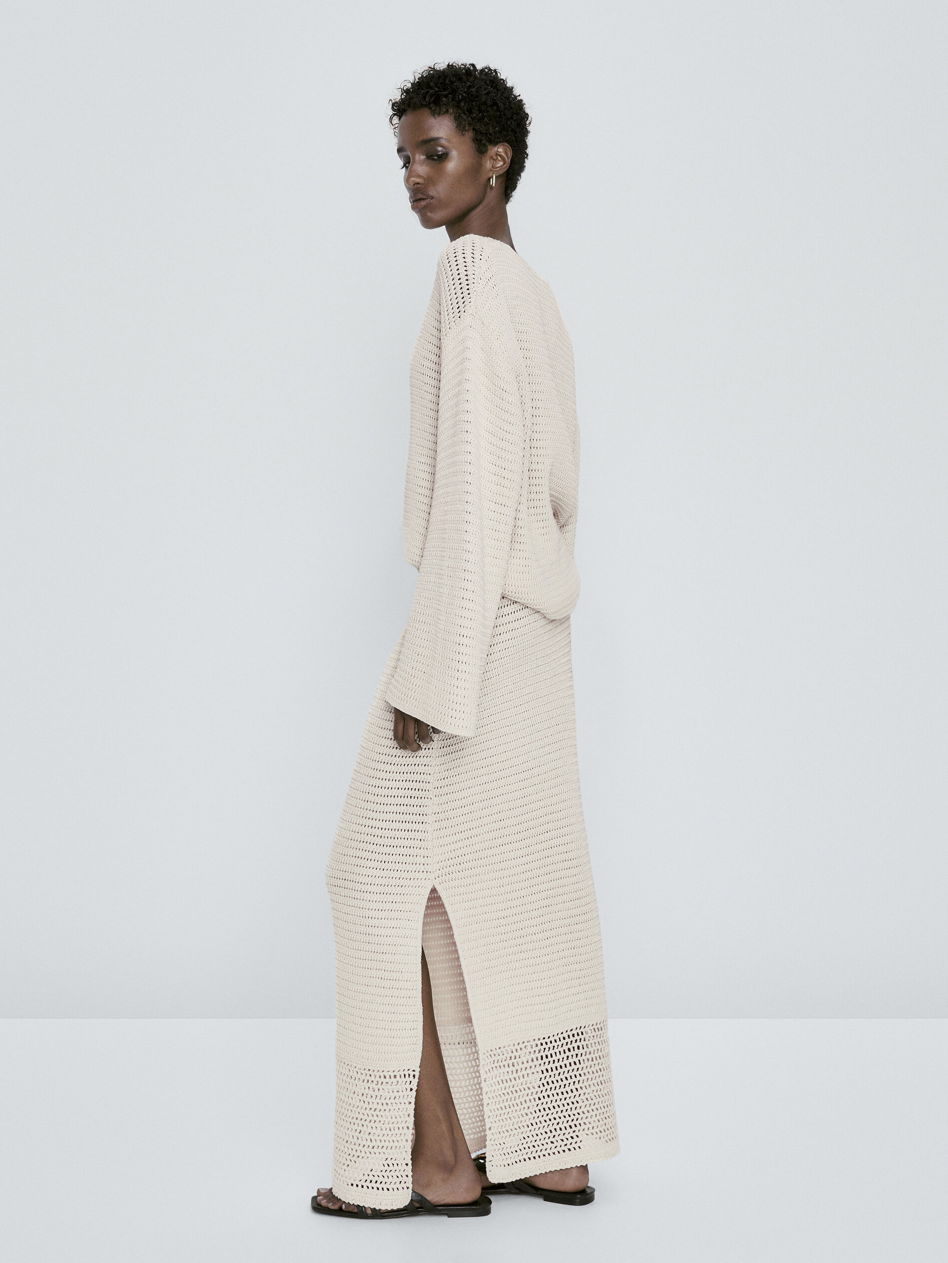 Falda punto crochet - CRUDO