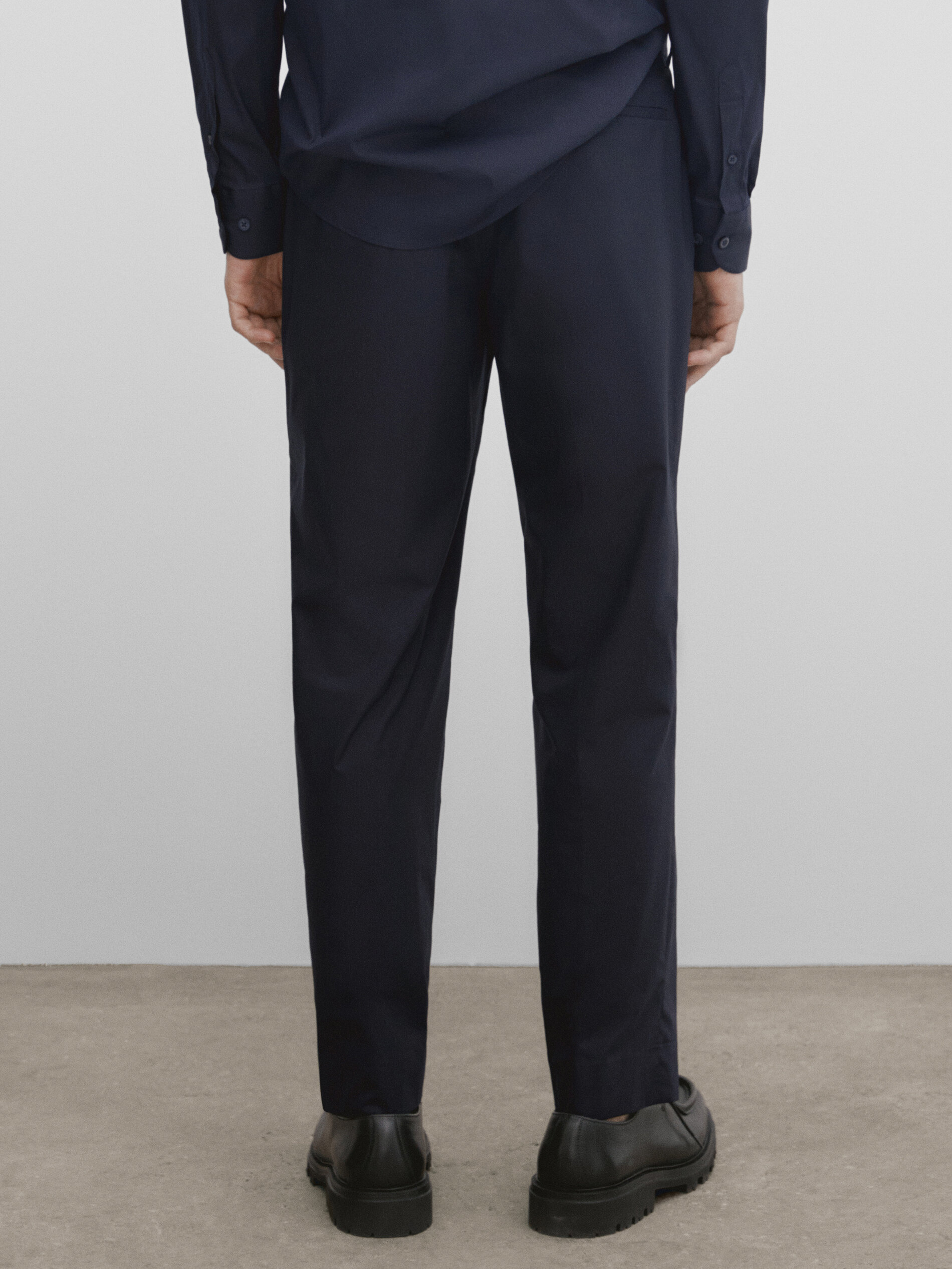 Pantalón traje popelín -Studio - AZUL MARINO