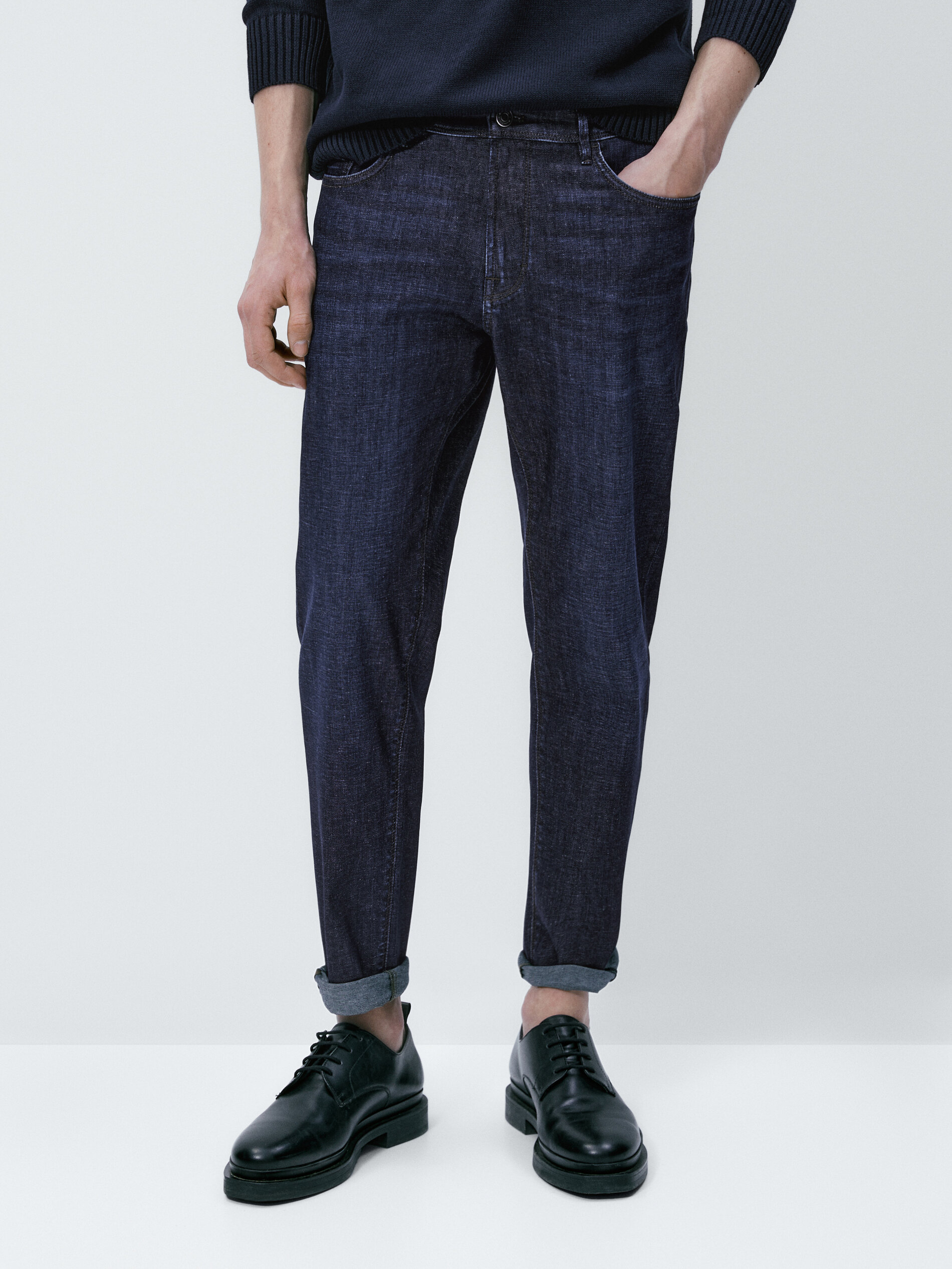Pantalón vaquero ligero stone wash tapered fit - INDIGO