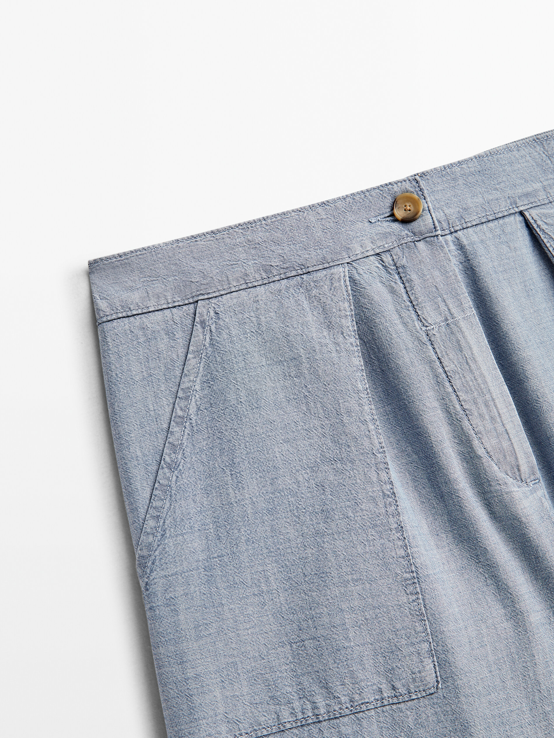 Bermuda denim algodón cintura elástica - Azul Claro