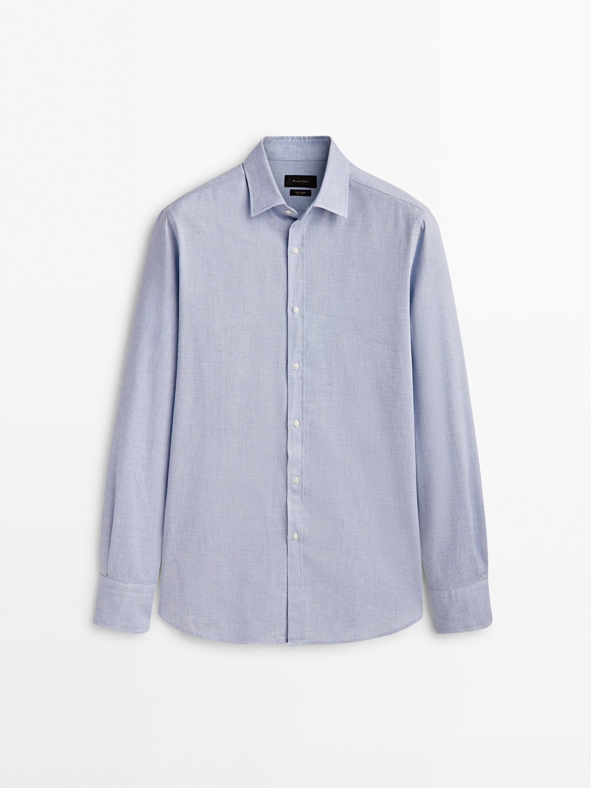 Camisa melange algodón slim fit - CELESTE