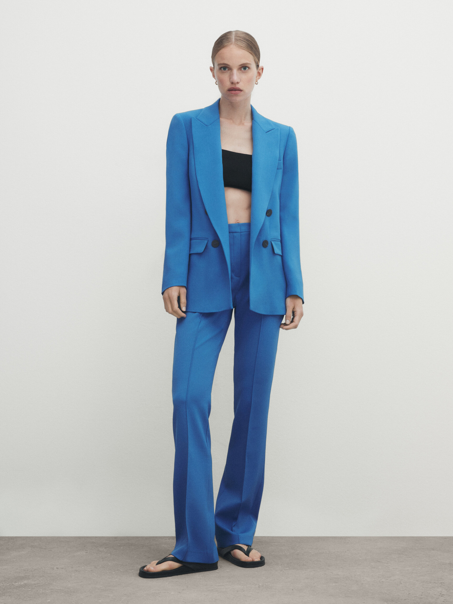 Americana traje mezcla lana dos botones - AZUL