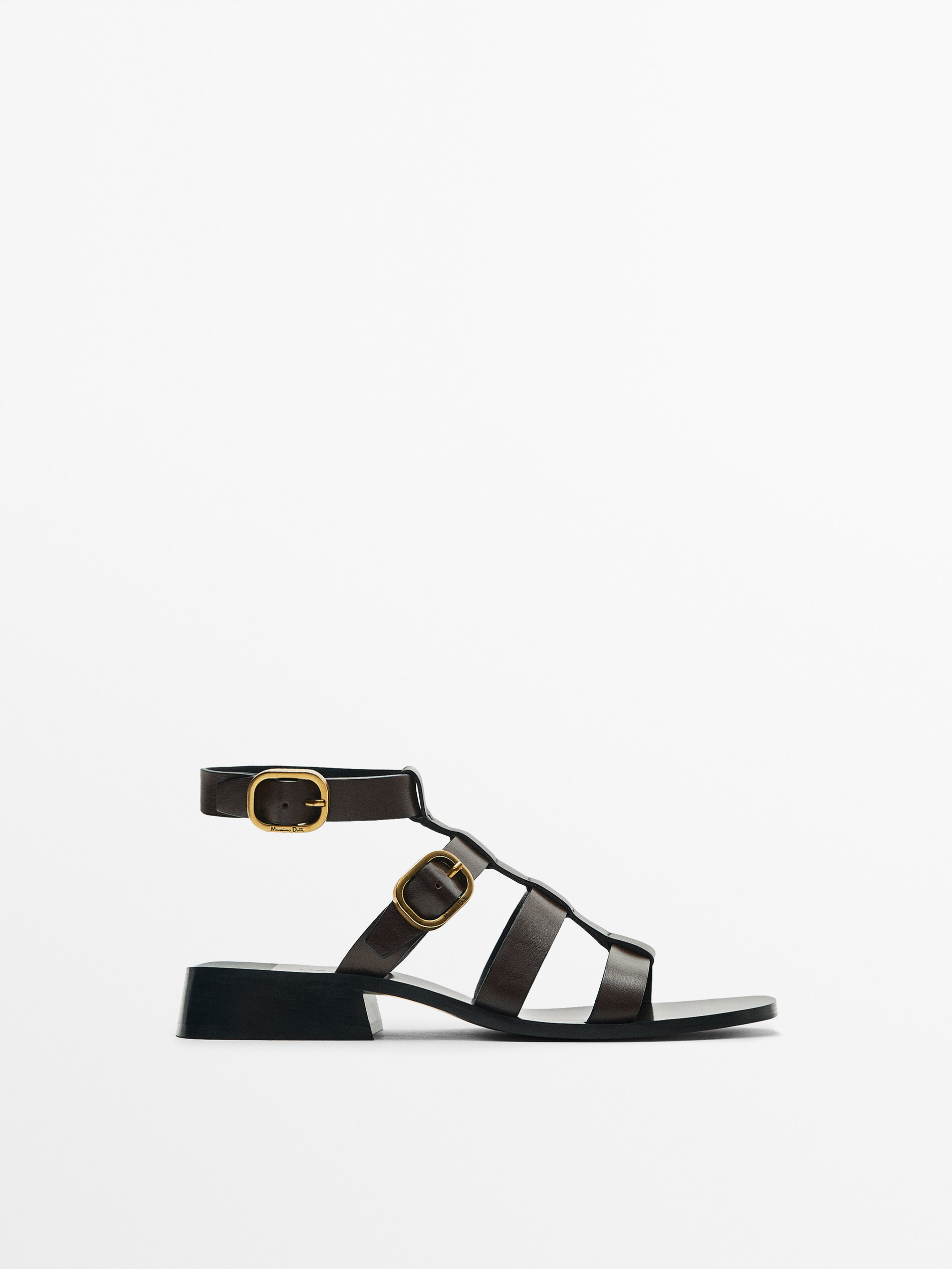 Sandalia tacón bloque - MARRÓN