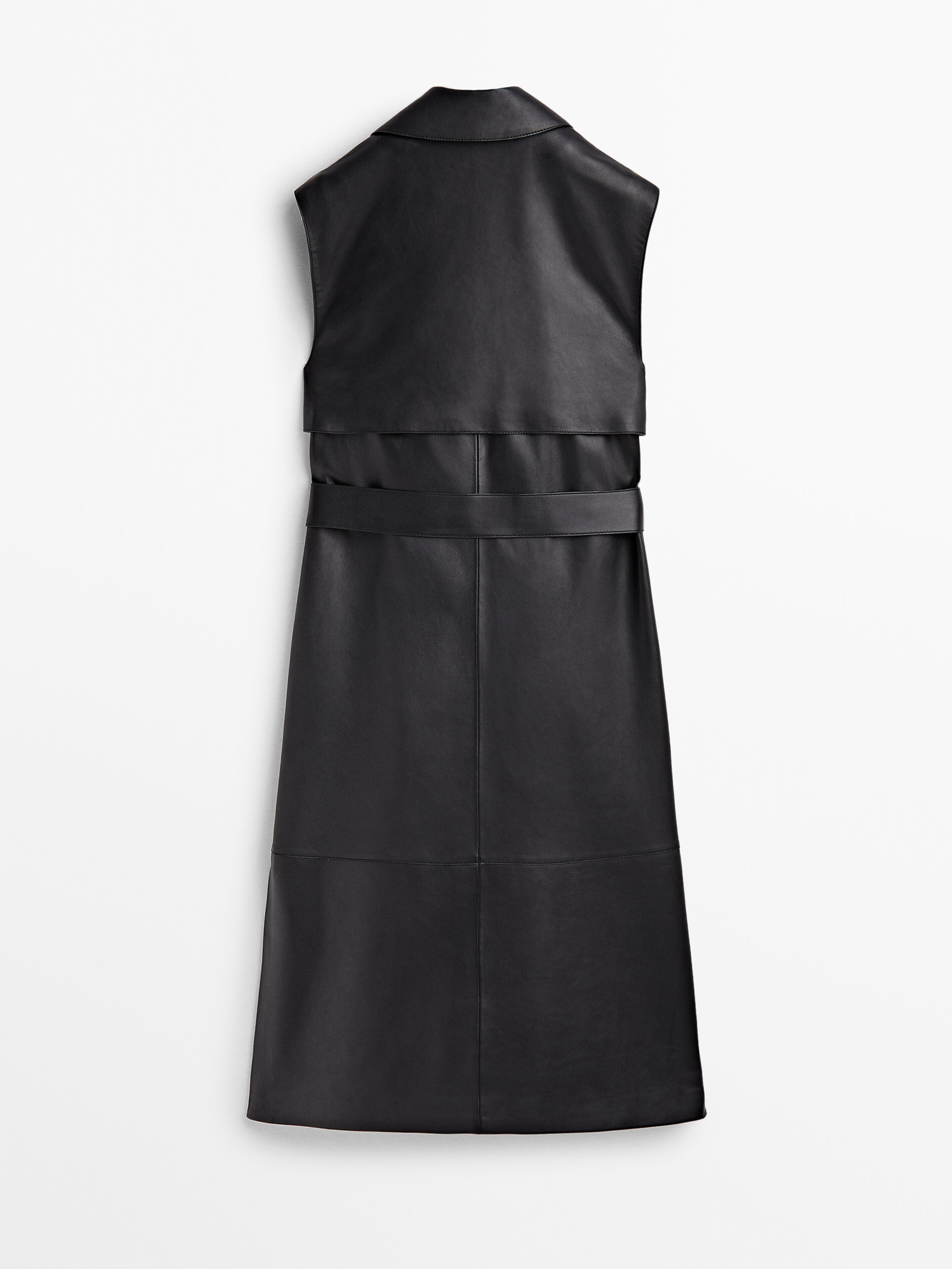 Chaleco largo piel napa - NEGRO