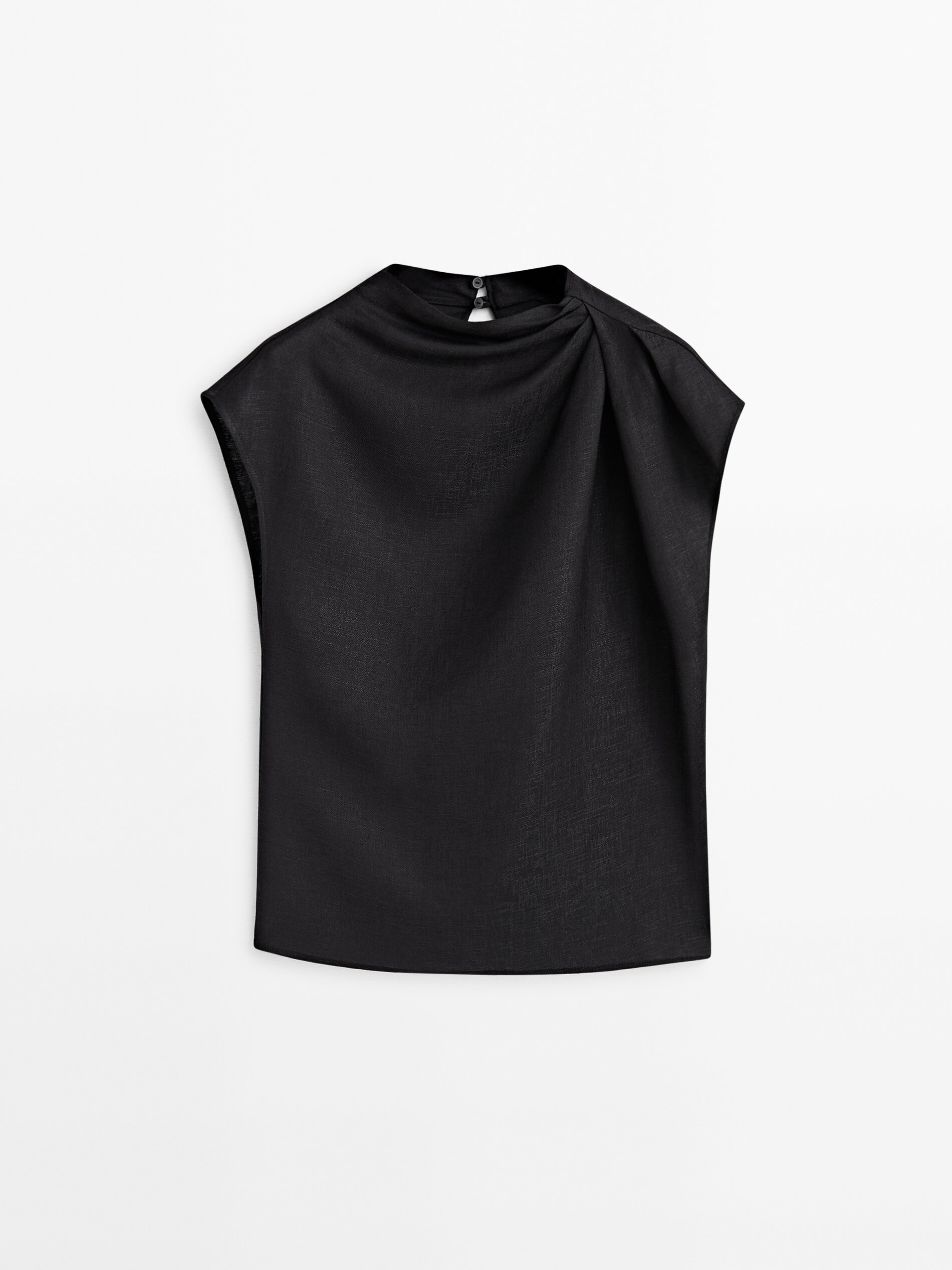 Top hombro drapeado - NEGRO