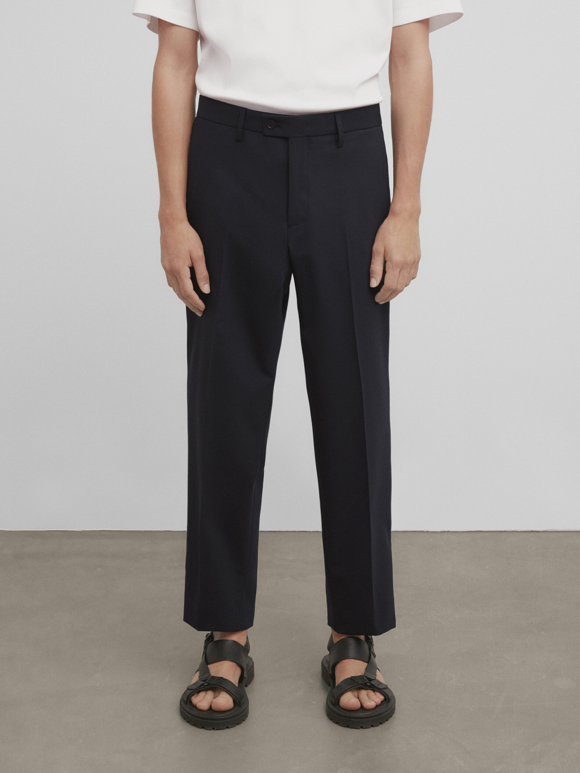 Pantalón traje azul mezcla lana -Studio - AZUL OSCURO